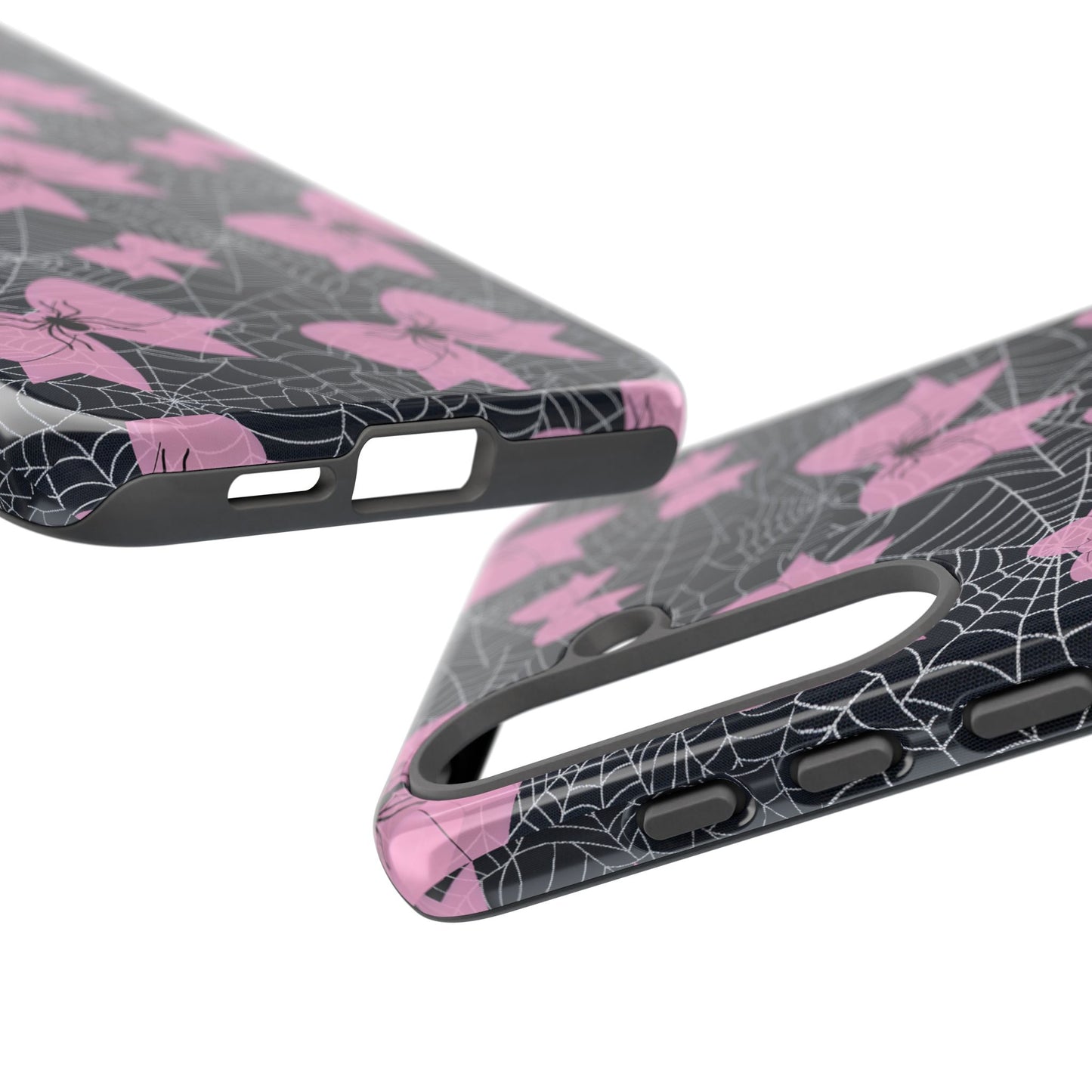 Pink Spider Bow Phone Case, Goth Coquette Spiderweb Phone Cover Creepy Cute Halloween Aesthetic Case Spooky Glam Girl Accessory for Alt Fans