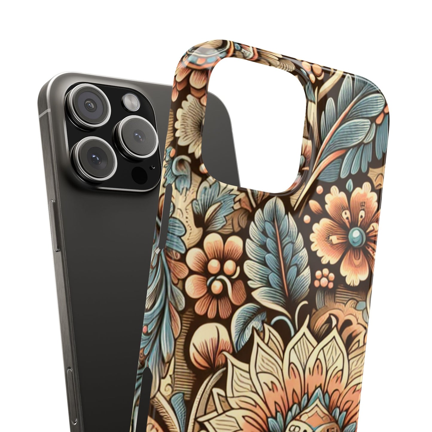 Floral Slim Phone Case, Boho Chic Phone Cover, Stylish Gift for Her, Spring and Summer Accessory, Trendy Phone Protector