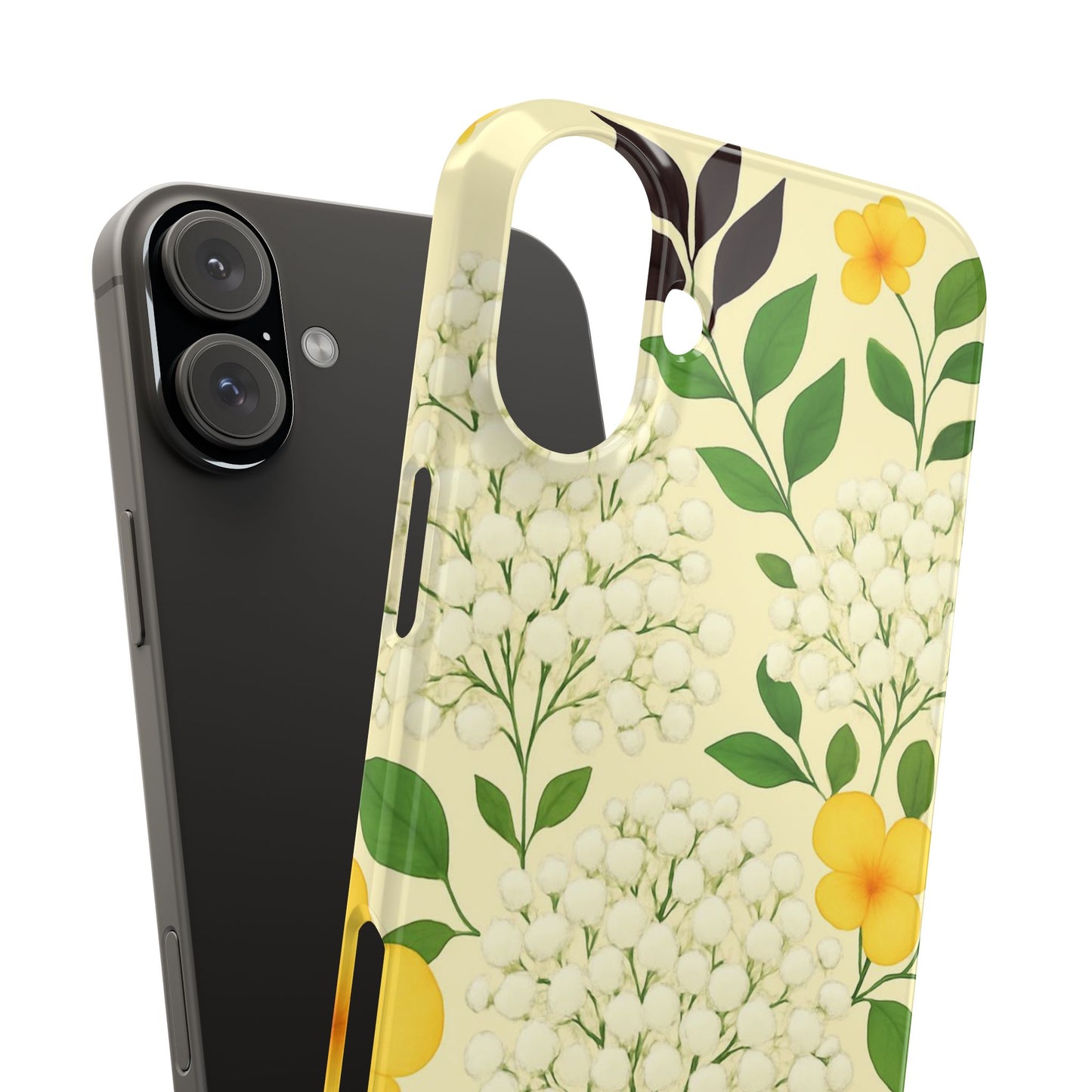 Delicate Floral Print Phone Case, Autumn Botanical Slim Phone Case, Aesthetic Flower Phone Cover Compatible with iPhone, Galaxy, Google