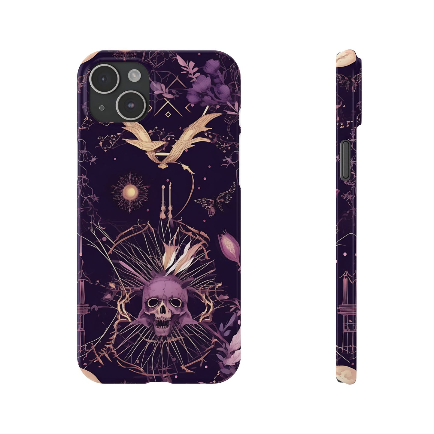 Gothic Floral Slim Phone Cases, Ghostly Style Mobile Cover, Dark Aesthetic Gift, Unique Protective Case, Perfect for Halloween