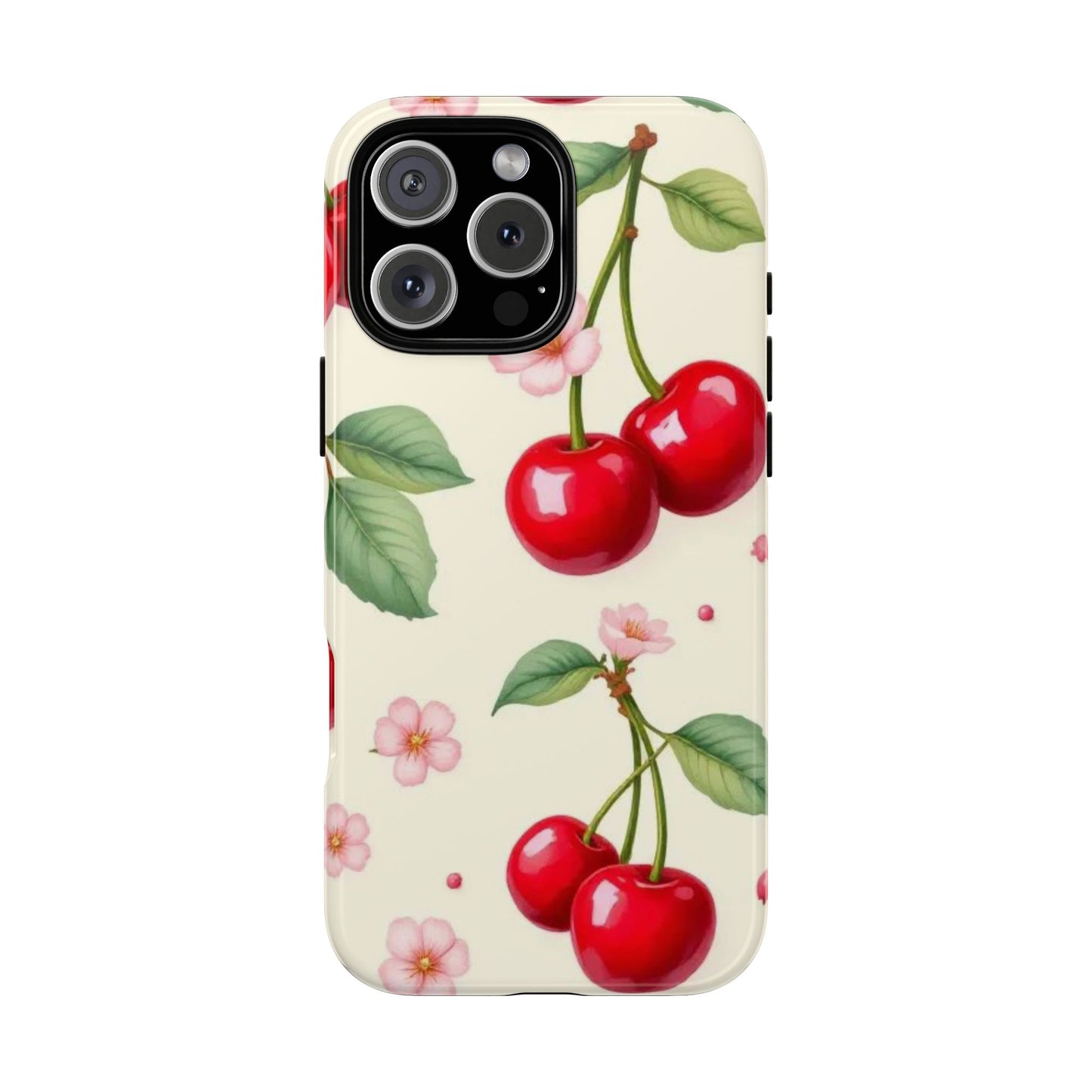 Cherries Coquette Style Tough Case Cute Vintage Aesthetic Phone Cover compatible with iPhone, Samsung, Pixel Coquette Cherry Floral Design