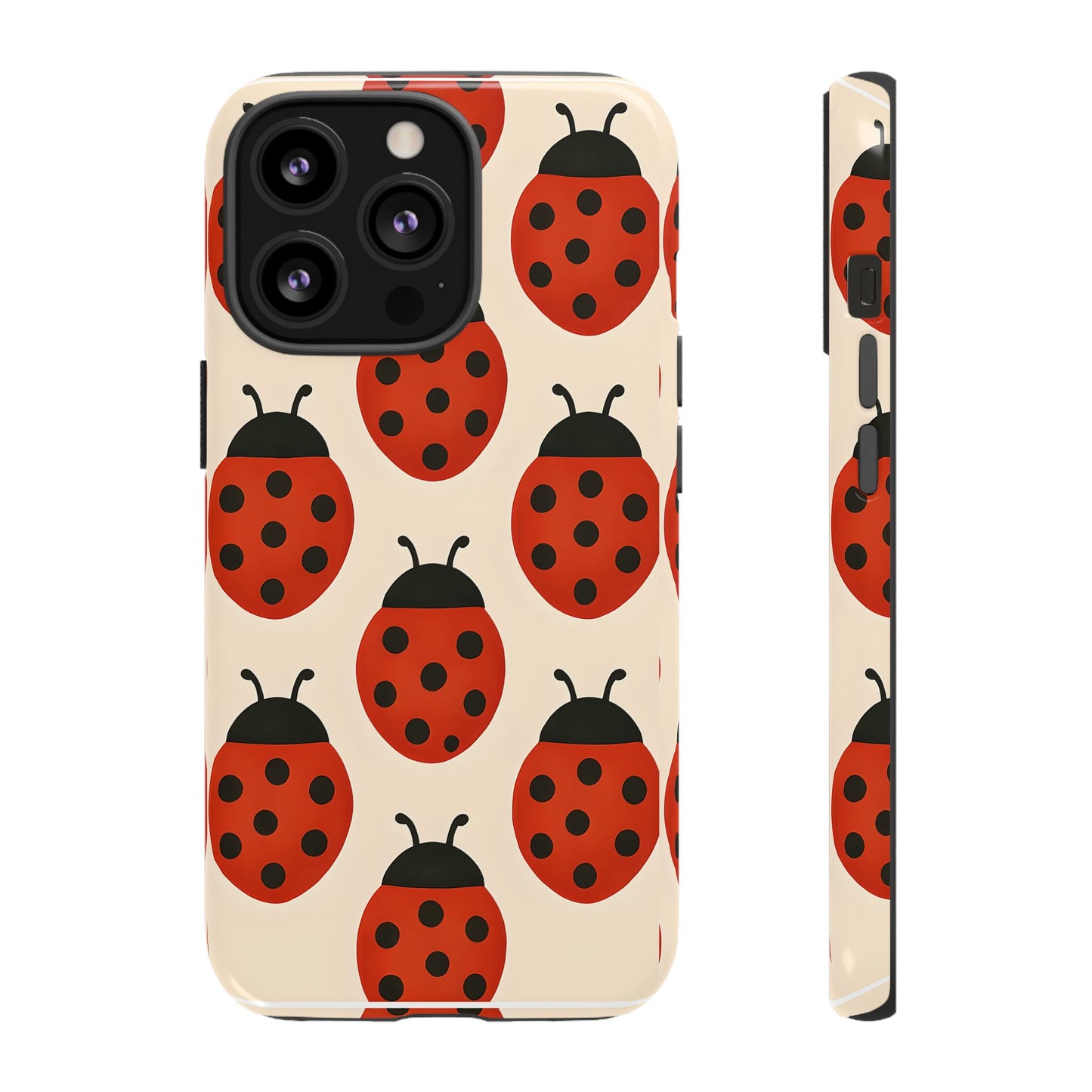 Cute Ladybug Tough Phone Case - Red and Black Insect Pattern, Nature-Inspired Design, Compatible with iPhone, Galaxy, and Google Phones
