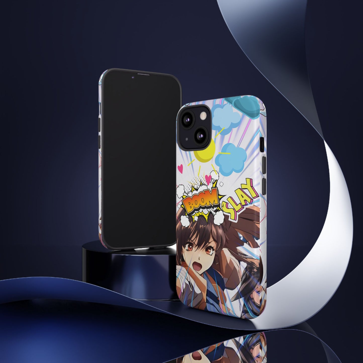 Anime Warrior Girl Tough Phone Case, Japanese Action Anime Aesthetic, Bold Heroine Design, Compatible with iPhone, Galaxy, and Google Phones