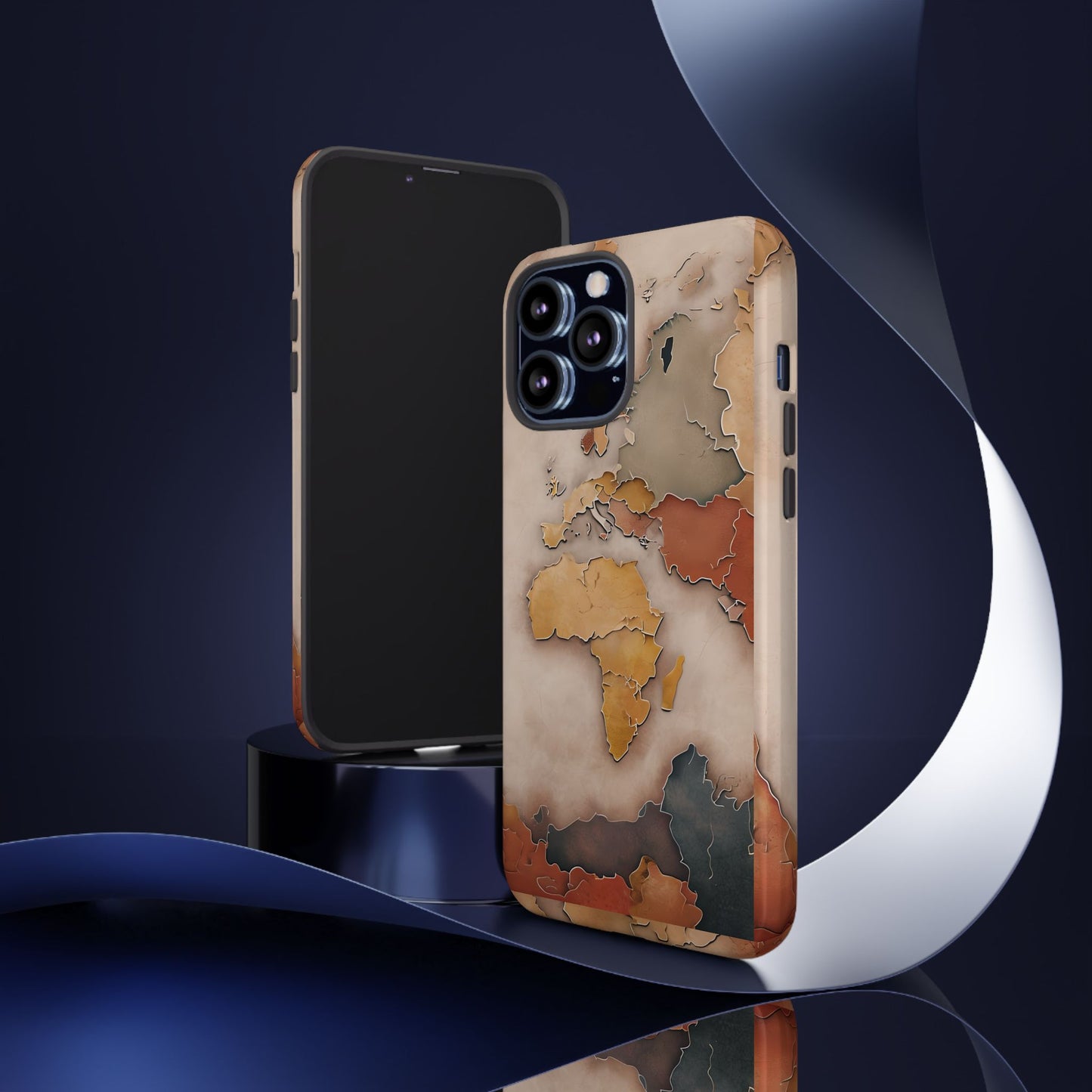 Vintage World Map Phone Case - Old World Travel Aesthetic - Antique Earth Globe Tough Phone Cover - Compatible with iPhone, Galaxy, Google