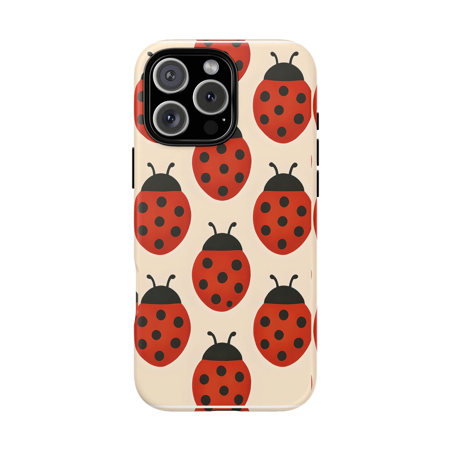 Cute Ladybug Tough Phone Case - Red and Black Insect Pattern, Nature-Inspired Design, Compatible with iPhone, Galaxy, and Google Phones