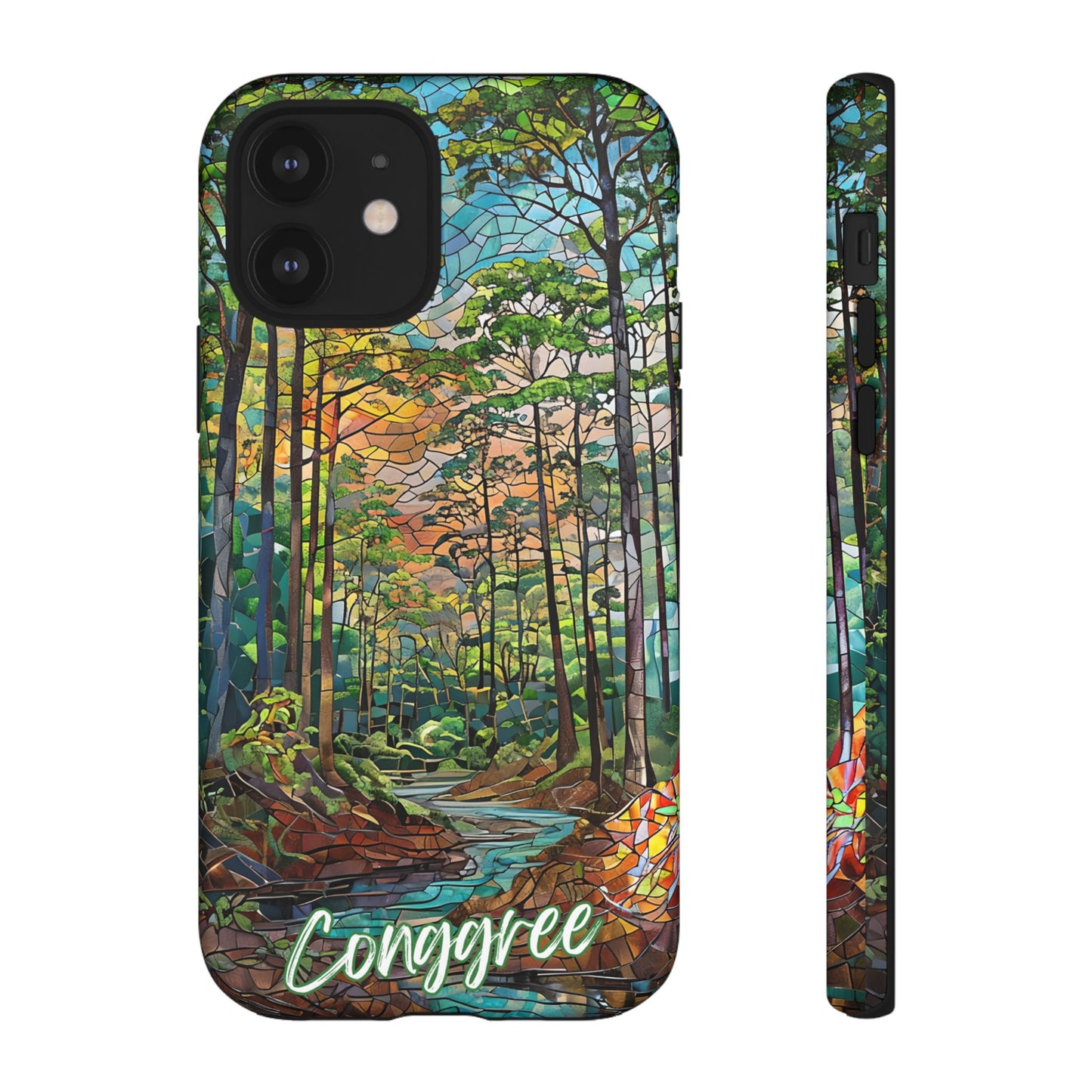 Congaree Mosaic Tough Phone Case - Lush Swamp Forest Art, Southeast Nature Aesthetic, Compatible with iPhone, Galaxy, and Google Phones