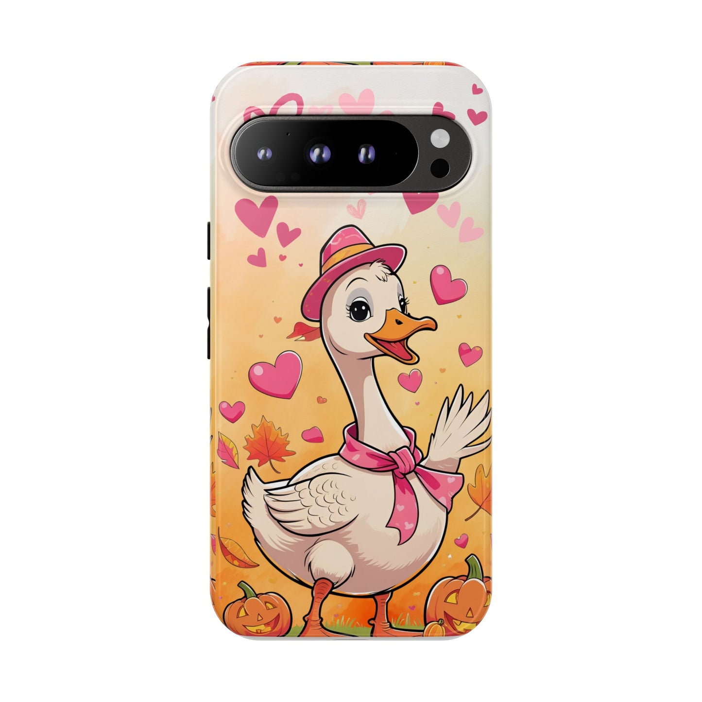 Summerween Silly Goose Phone Case, Coquette Halloween Phone Cover, Cozy Cute Halloween Aesthetic Case, Pink Hearts Fall Glam Girl Accessory