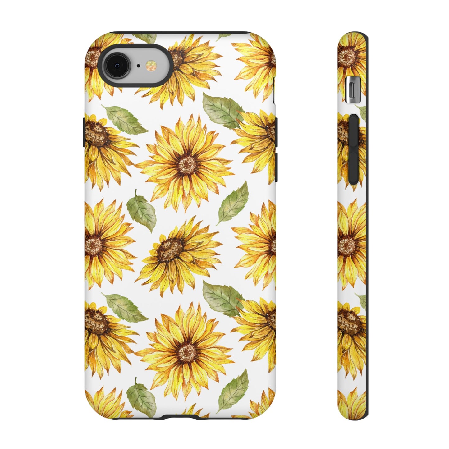 Sunflower Floral Tough Phone Case - Watercolor Botanical Print, Bright Nature Aesthetic, Compatible with iPhone, Galaxy, and Google Phones