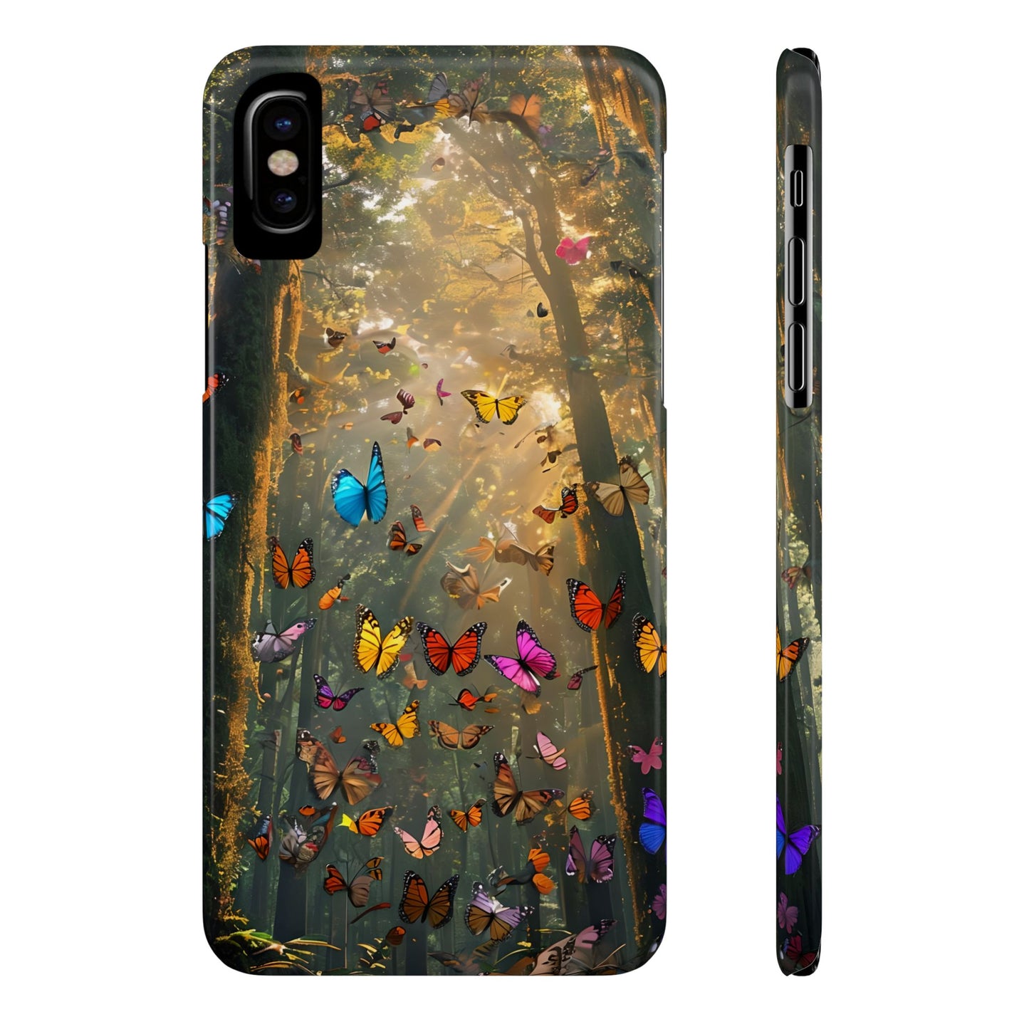 Butterfly Forest Slim Phone Cases - Nature Inspired, Colorful Phone Cover, Eco-Friendly Gift, Butterfly Lovers, Floral Design, Outdoor Vibe