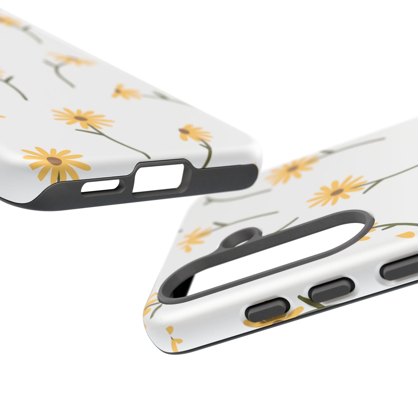 Sunflower Floral Tough Phone Case - Minimal Daisy-Inspired Print, Simple Botanical Aesthetic, Compatible with iPhone, Galaxy, and Google