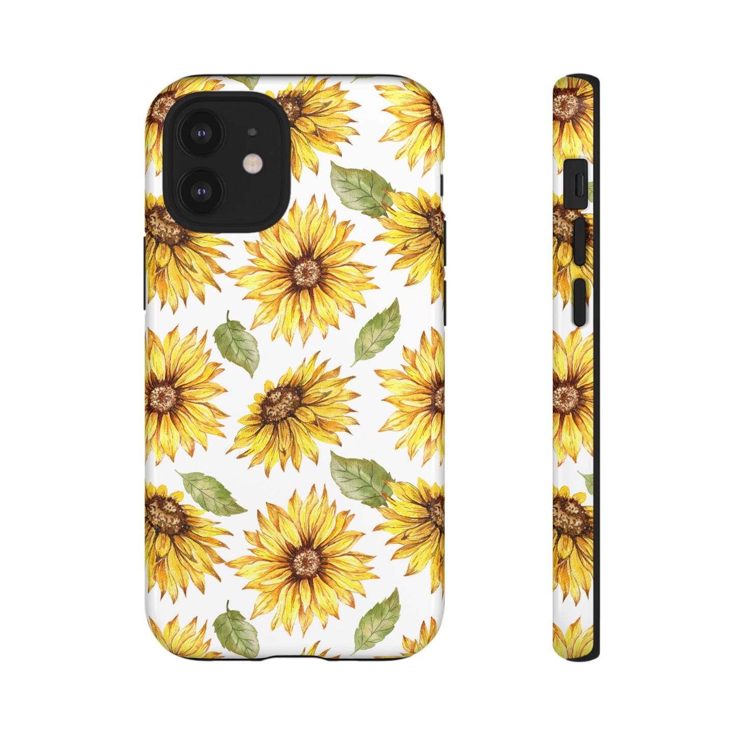 Sunflower Floral Tough Phone Case - Watercolor Botanical Print, Bright Nature Aesthetic, Compatible with iPhone, Galaxy, and Google Phones