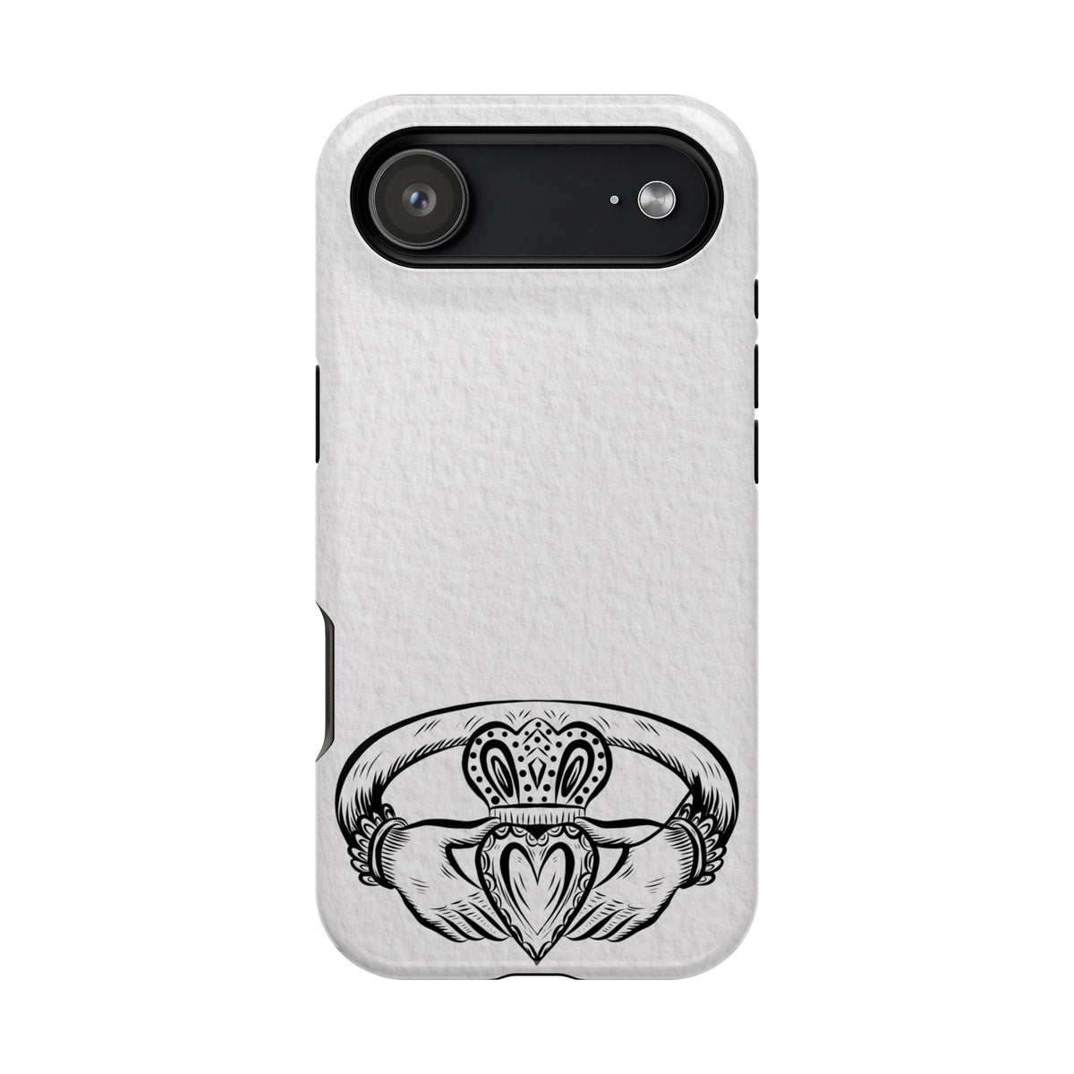 Claddagh Magnetic Phone Case Irish Symbol Ring Minimal Black White Design Love Loyalty Friendship Compatible with iPhone