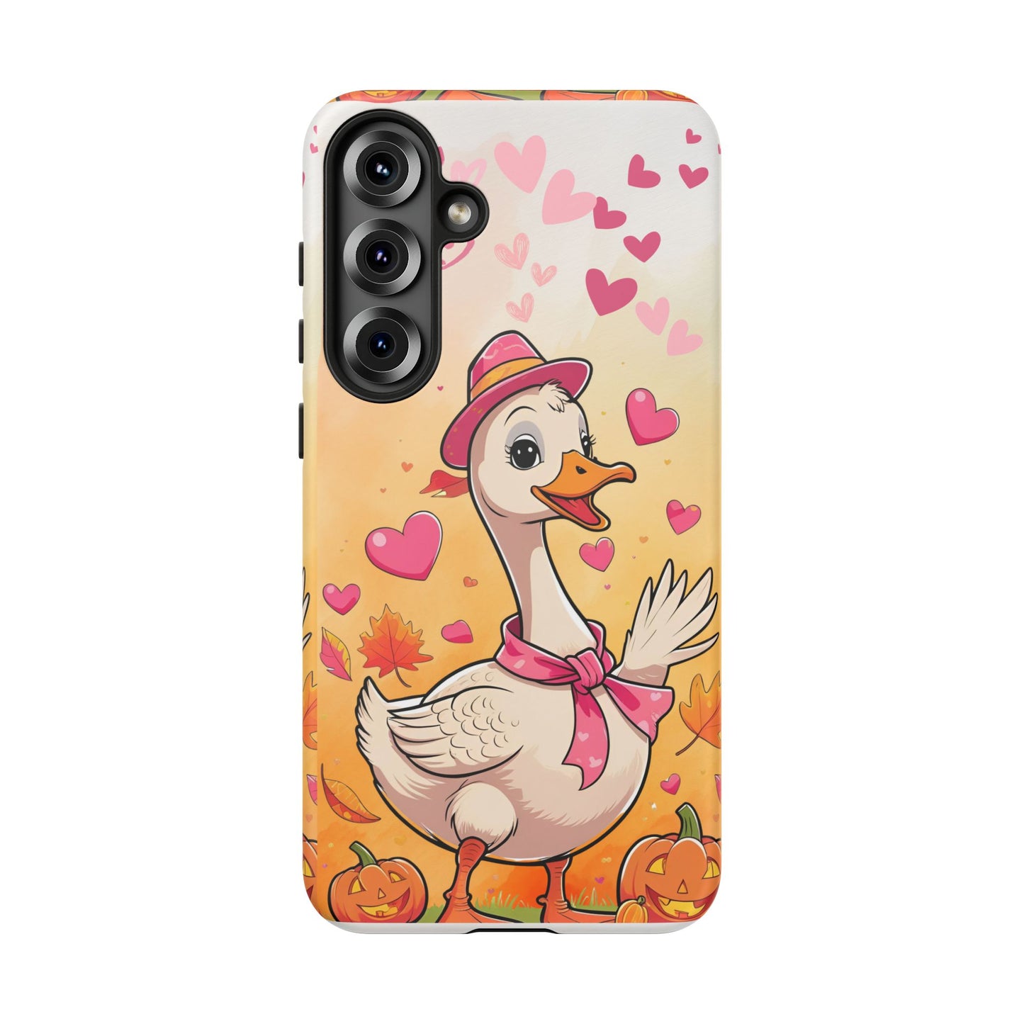 Summerween Silly Goose Phone Case, Coquette Halloween Phone Cover, Cozy Cute Halloween Aesthetic Case, Pink Hearts Fall Glam Girl Accessory