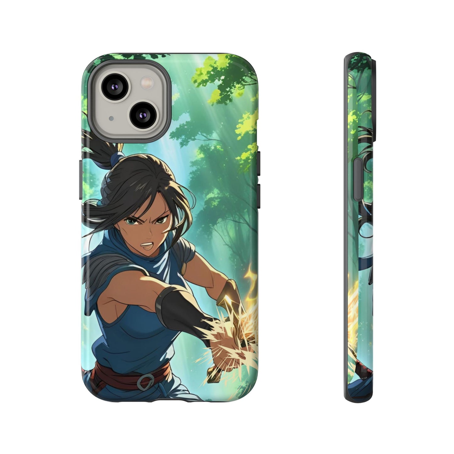 Anime Warrior Girl Tough Phone Case - Japanese Action Aesthetic, Fierce Heroine Design, Compatible with iPhone, Galaxy, and Google Phones
