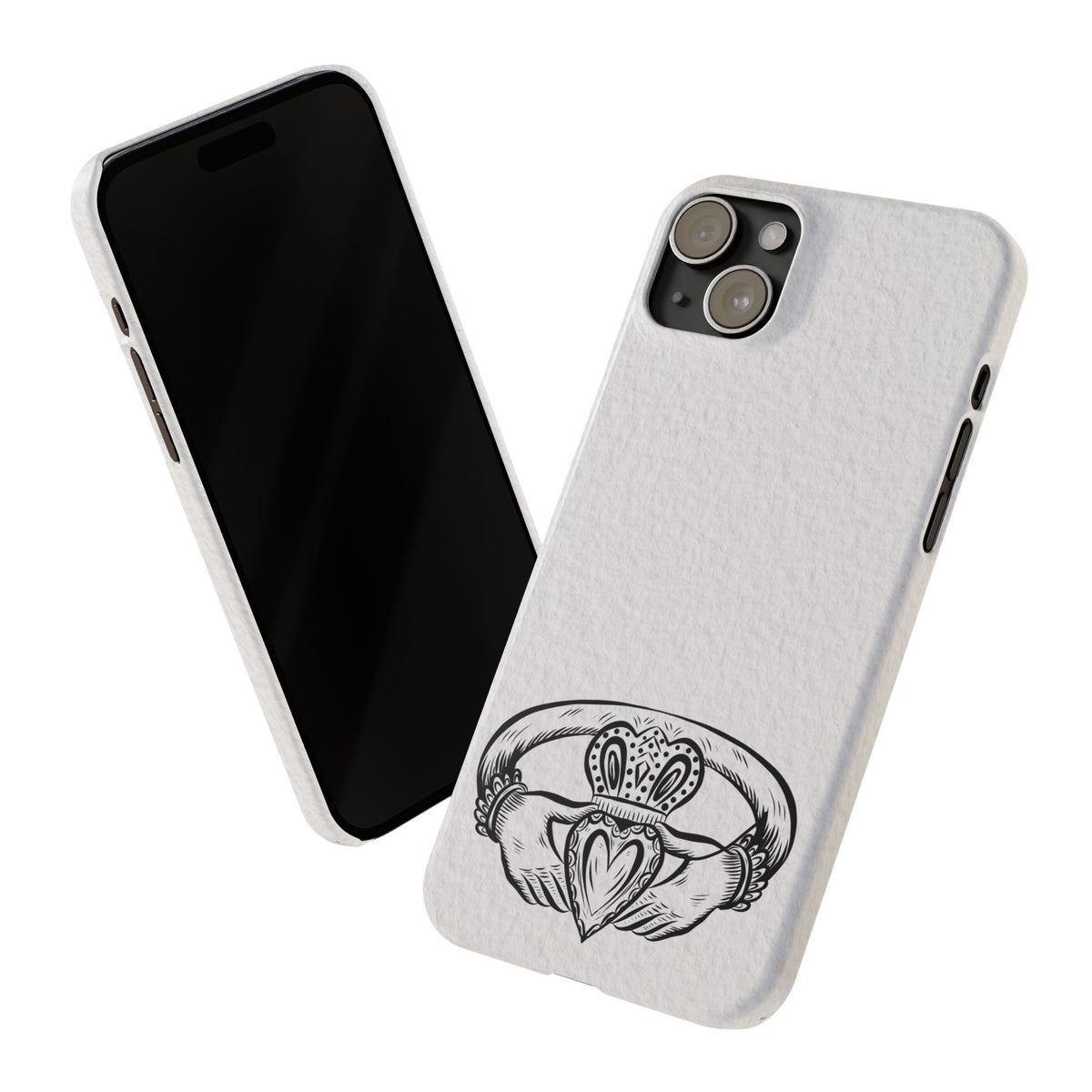Claddagh Slim Phone Case Irish Symbol Ring Minimal Black White Design Love Loyalty Friendship Compatible with iPhone 17 16 15 14 13 12 11