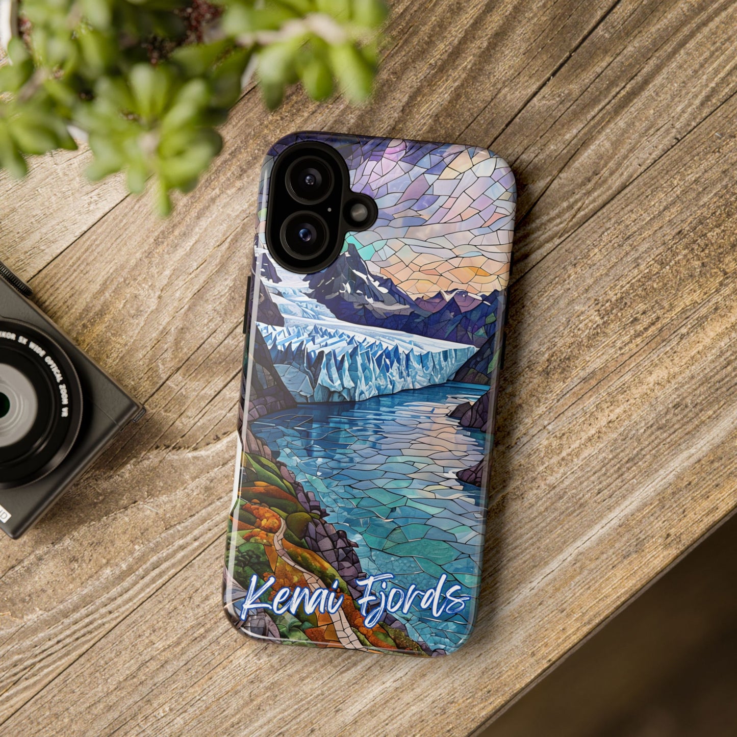 Kenai Fjords National Park Alaska Phone Case, Mosaic Phone Case, Mountain Nature Art, National Park Gift, Scenic Forest Phone Cover