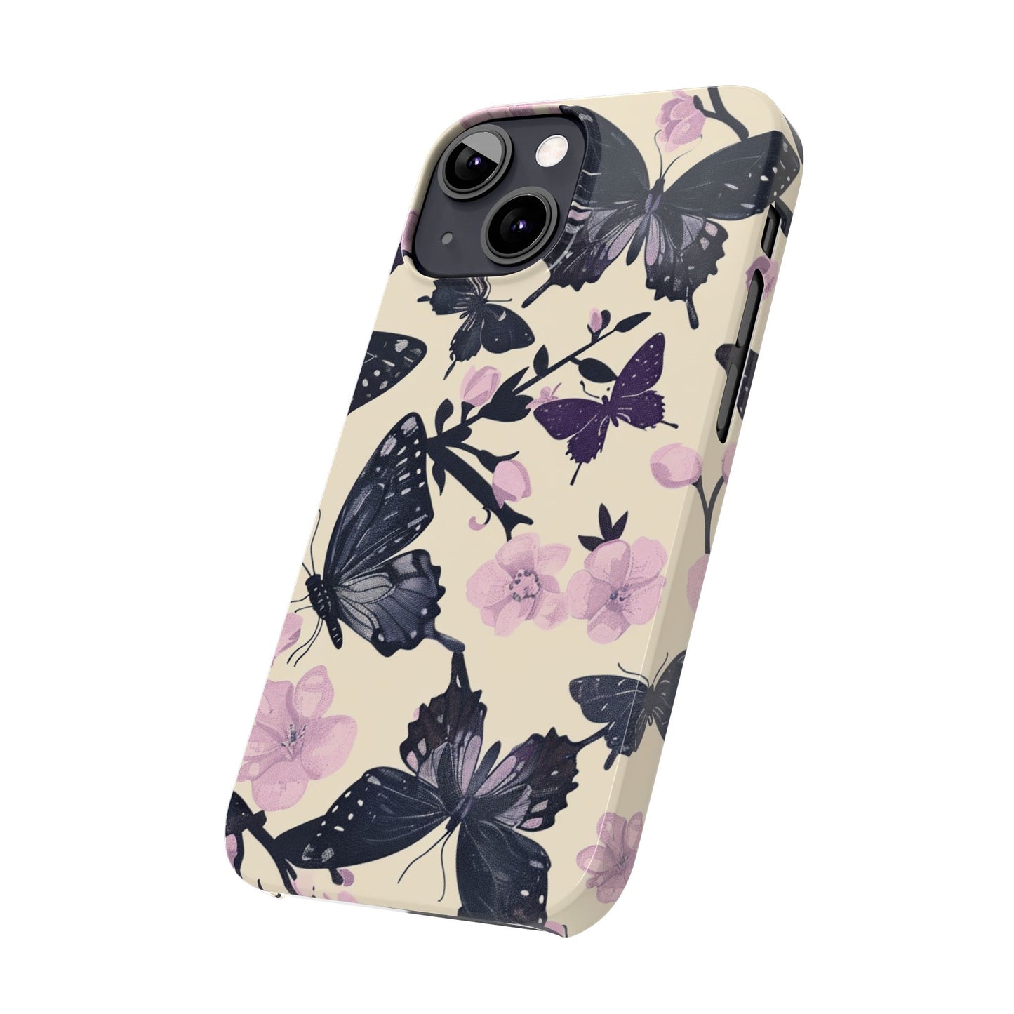 Butterfly Floral Slim Phone Cases, Elegant Butterfly Design, Nature Lover Gift, Phone Accessory, Stylish Cases for Women