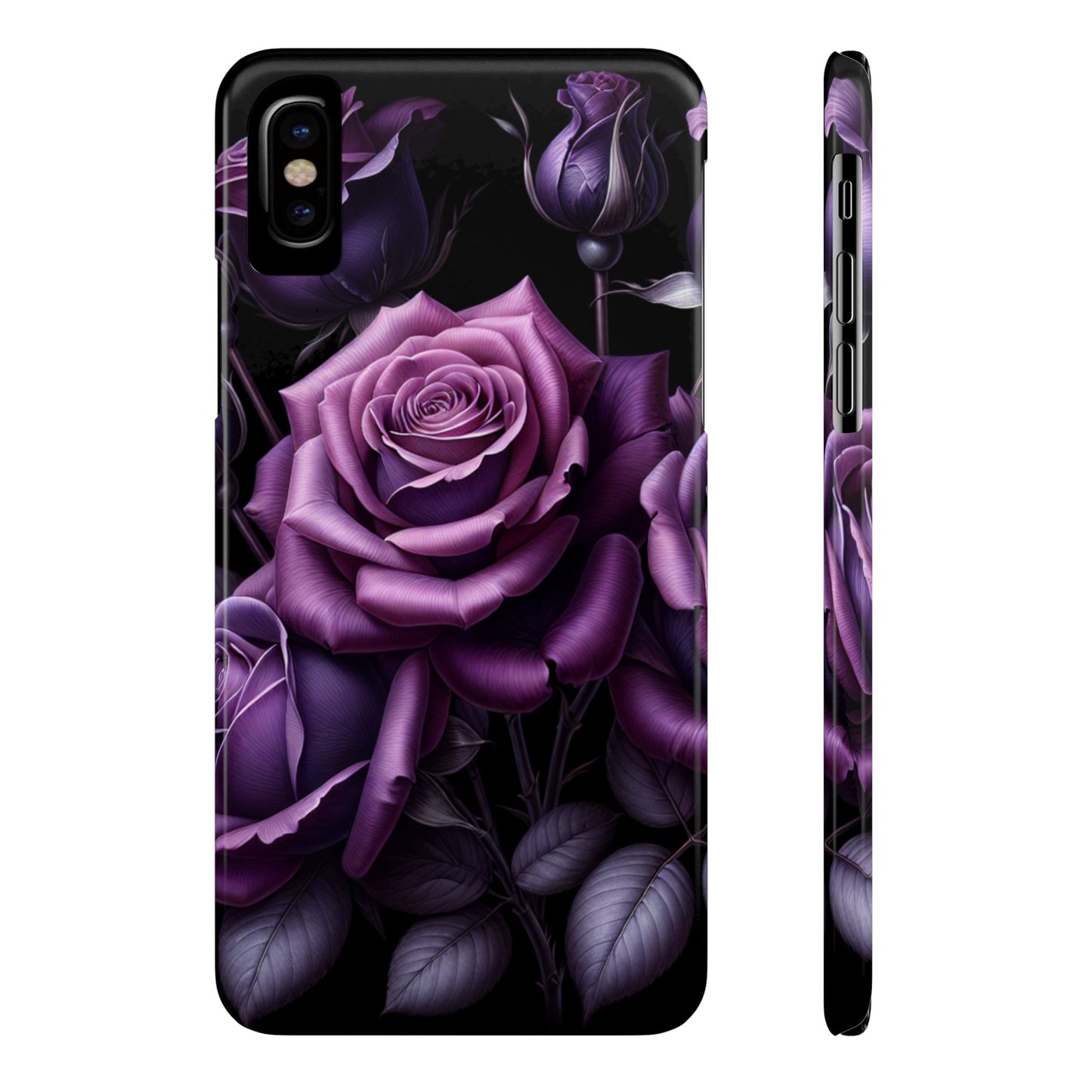 Purple Rose Slim Phone Cases, Floral Phone Cover, Elegant Smartphone Case, Gift for Her, Mother's Day Accessories
