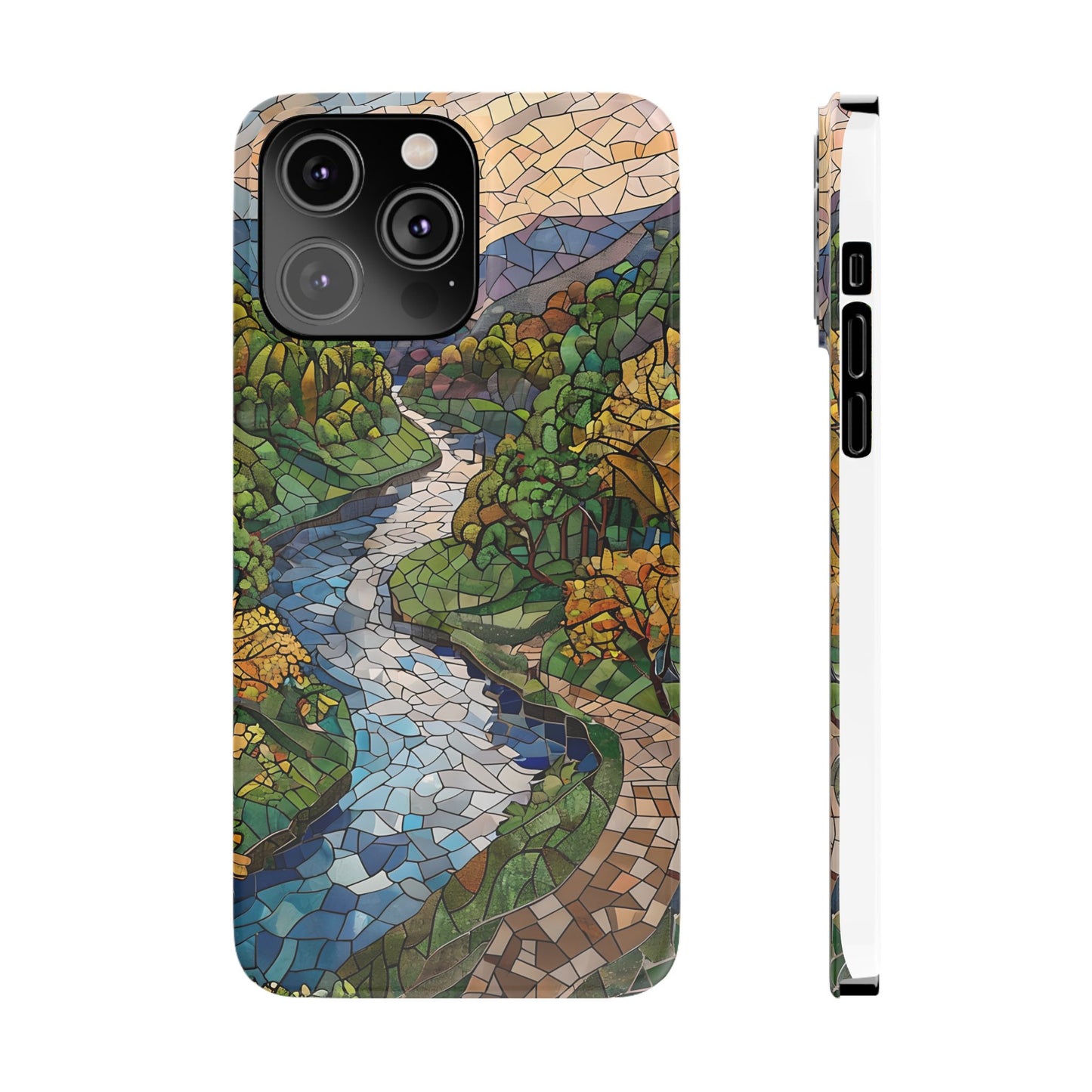 Cuyahoga Valley Mosaic Slim Phone Case, Midwest Forest Art, Scenic Nature Aesthetic, Unique Gift for Nature Lovers