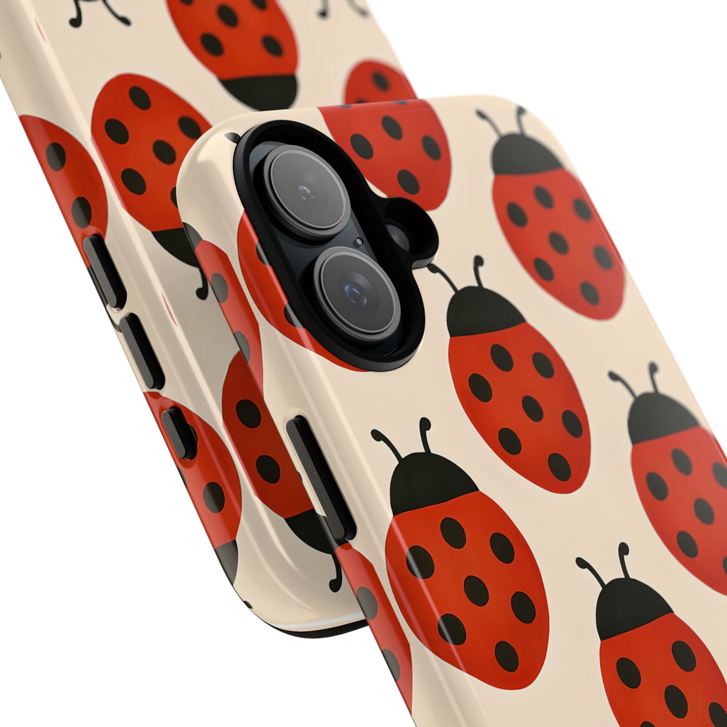 Cute Ladybug Tough Phone Case - Red and Black Insect Pattern, Nature-Inspired Design, Compatible with iPhone, Galaxy, and Google Phones