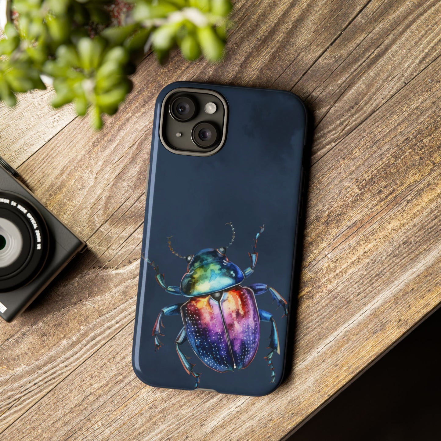 Iridescent Beetle Tough Phone Case - Insect Art Design, Nature-Inspired Pattern, Compatible with iPhone, Galaxy, and Google Phones