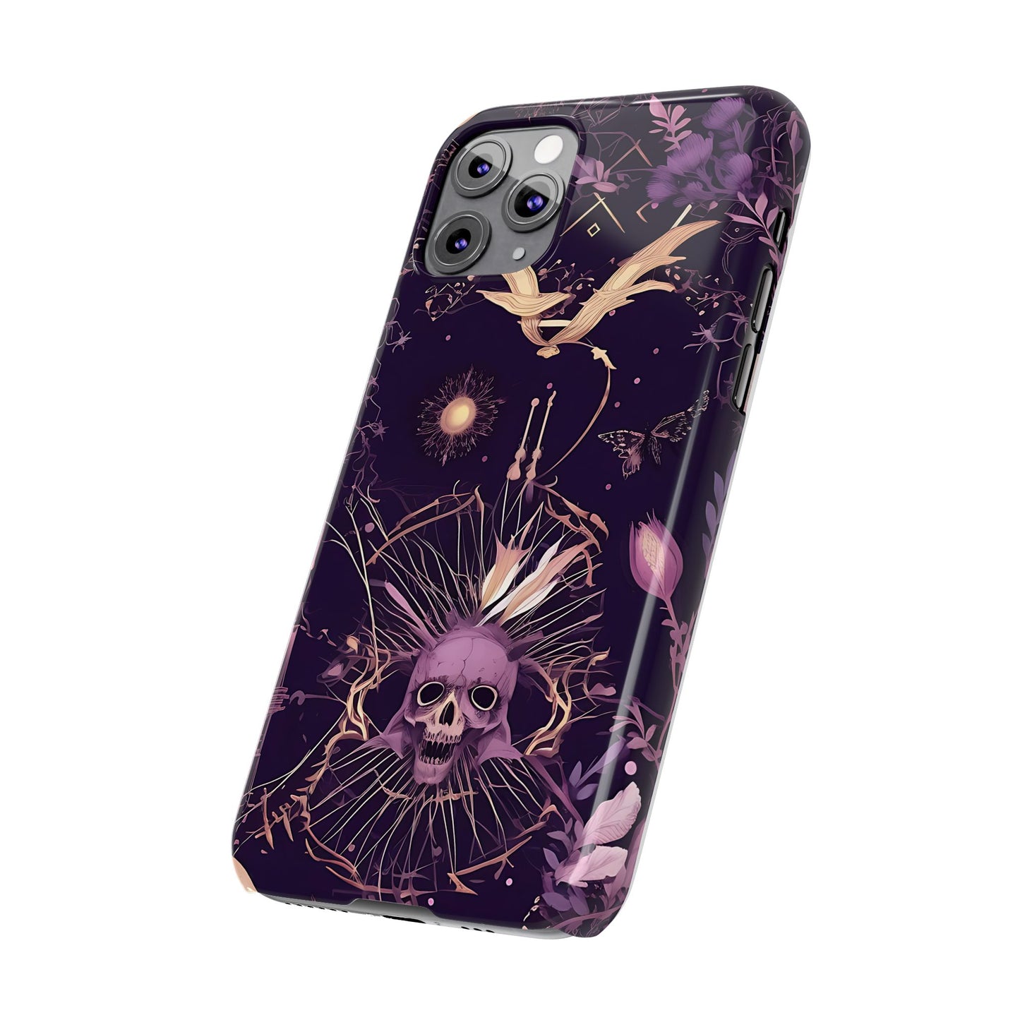 Gothic Floral Slim Phone Cases, Ghostly Style Mobile Cover, Dark Aesthetic Gift, Unique Protective Case, Perfect for Halloween