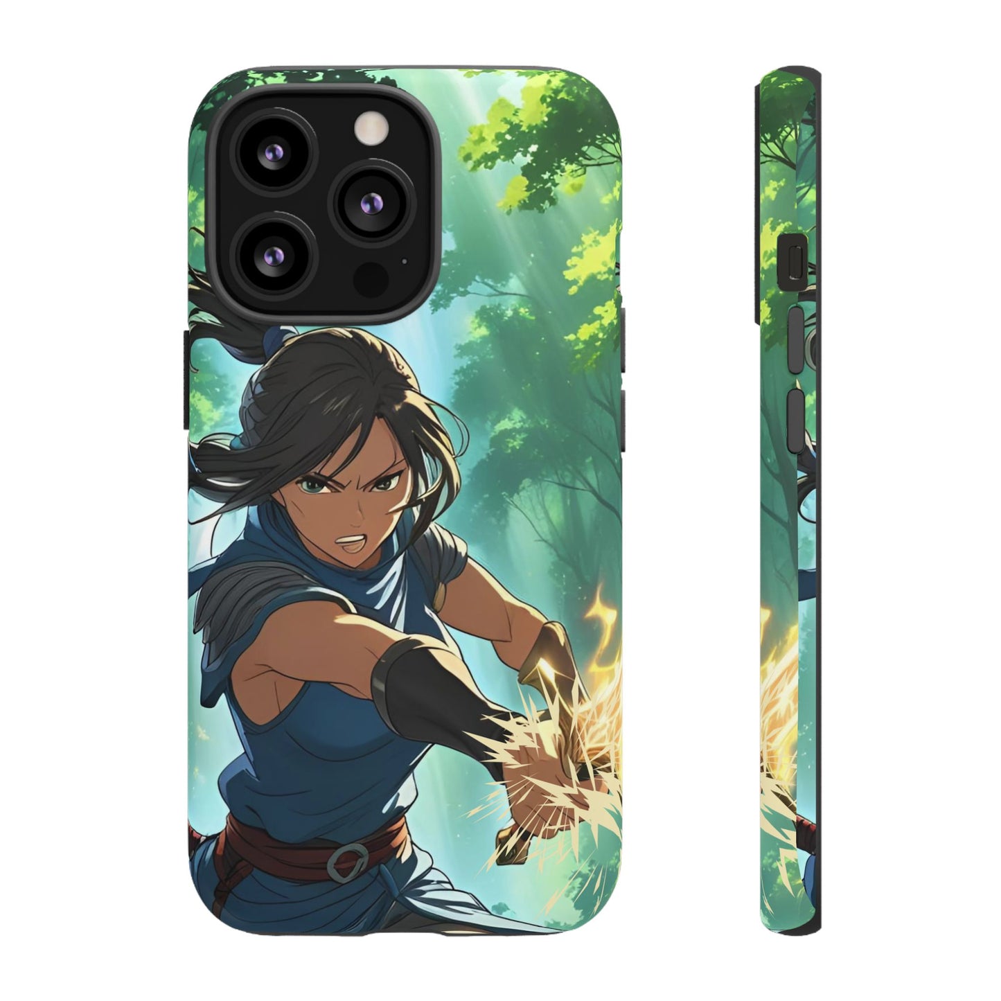 Anime Warrior Girl Tough Phone Case - Japanese Action Aesthetic, Fierce Heroine Design, Compatible with iPhone, Galaxy, and Google Phones