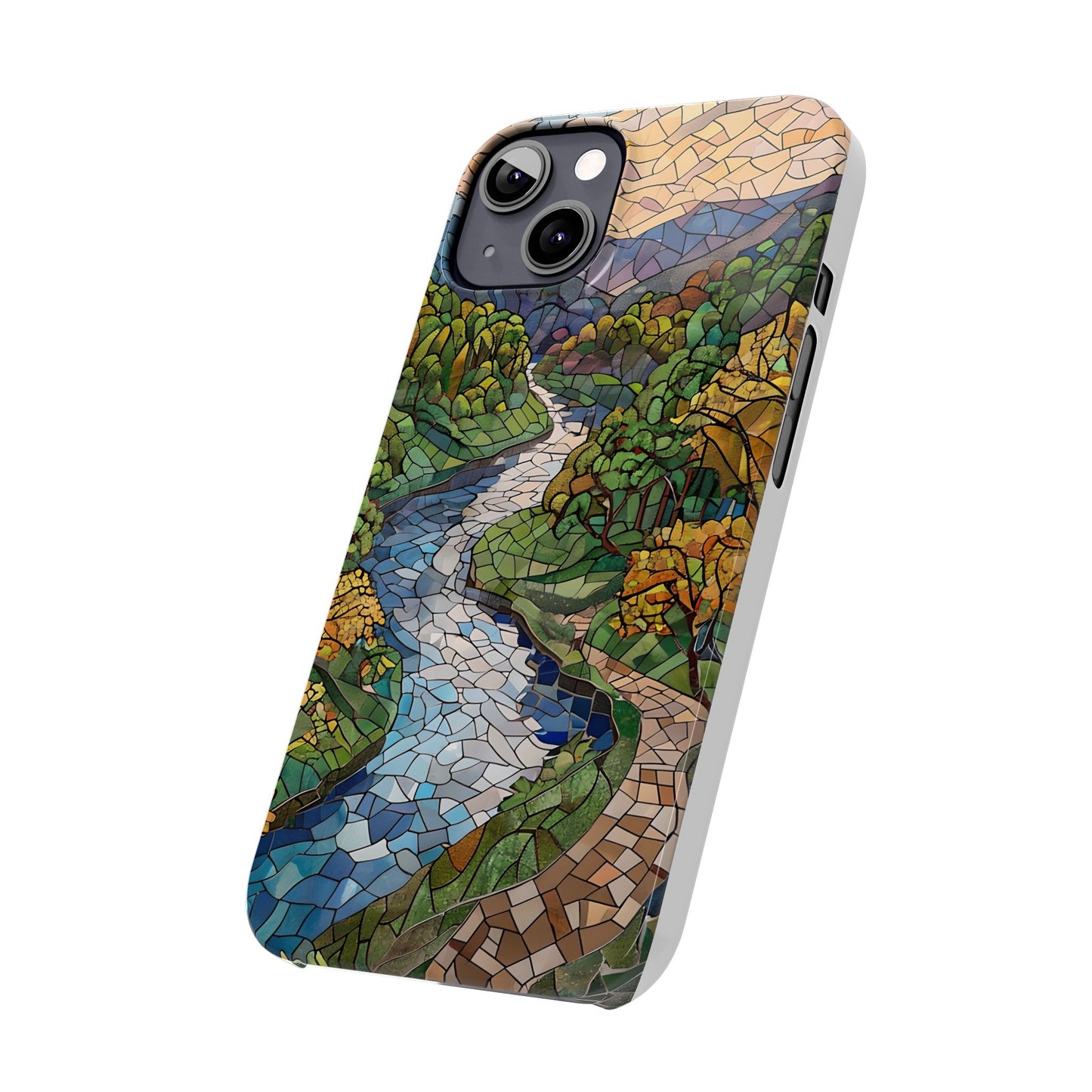 Cuyahoga Valley Mosaic Slim Phone Case, Midwest Forest Art, Scenic Nature Aesthetic, Unique Gift for Nature Lovers