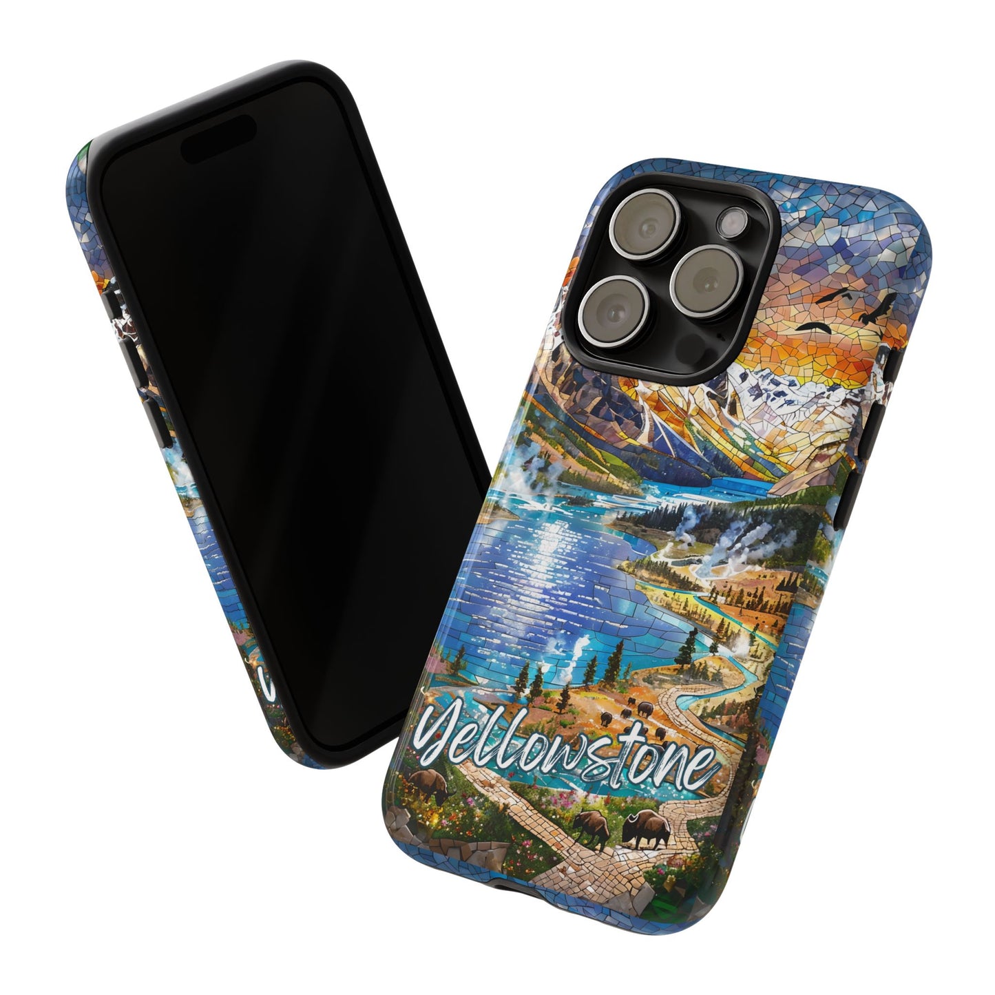 Yellowstone  National Park Phone Case, Mosaic Phone Case, Yellowstone National Park Gift, Scenic Mountains Phone Cover, Landscape Aesthetic