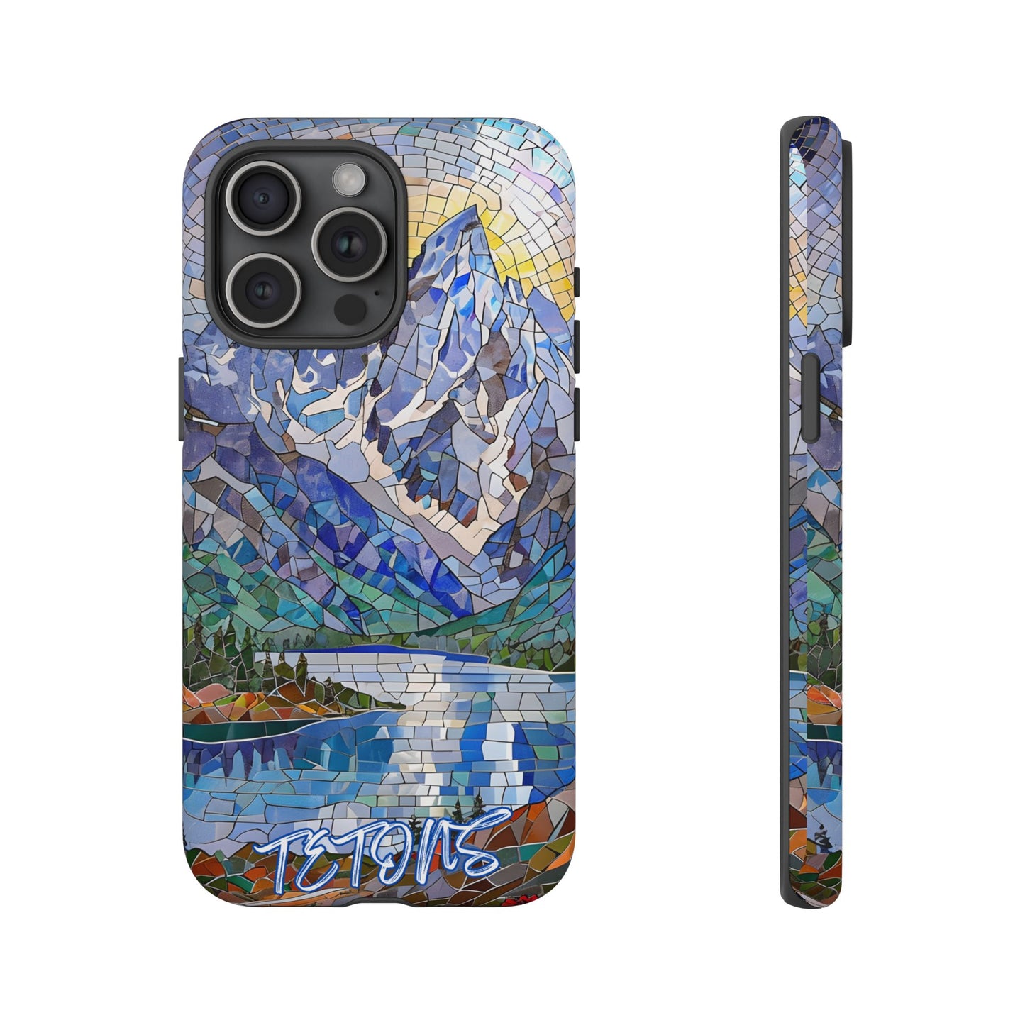 Grand Teton National Park Wyoming Phone Case, Mosaic Phone Case, Mountain Nature Art, National Park Gift, Scenic Forest Phone Cover
