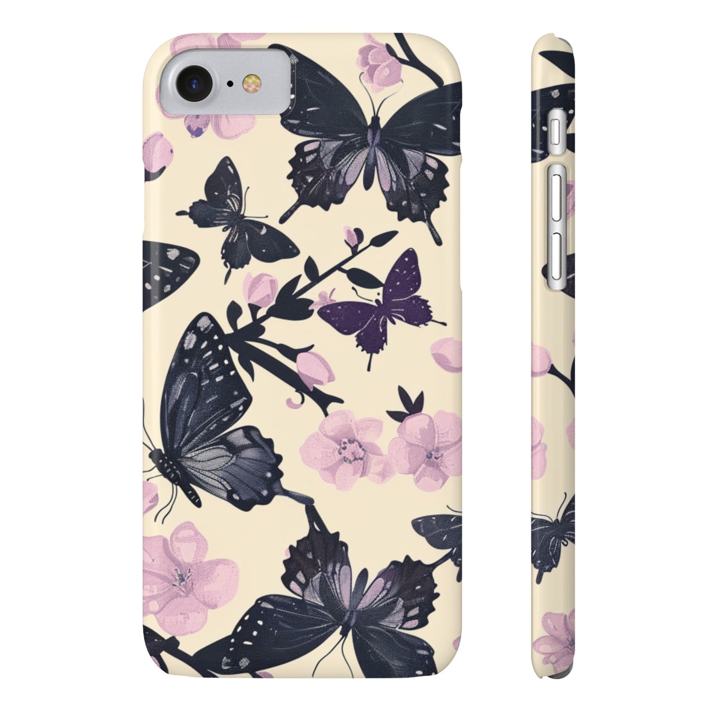 Butterfly Floral Slim Phone Cases, Elegant Butterfly Design, Nature Lover Gift, Phone Accessory, Stylish Cases for Women