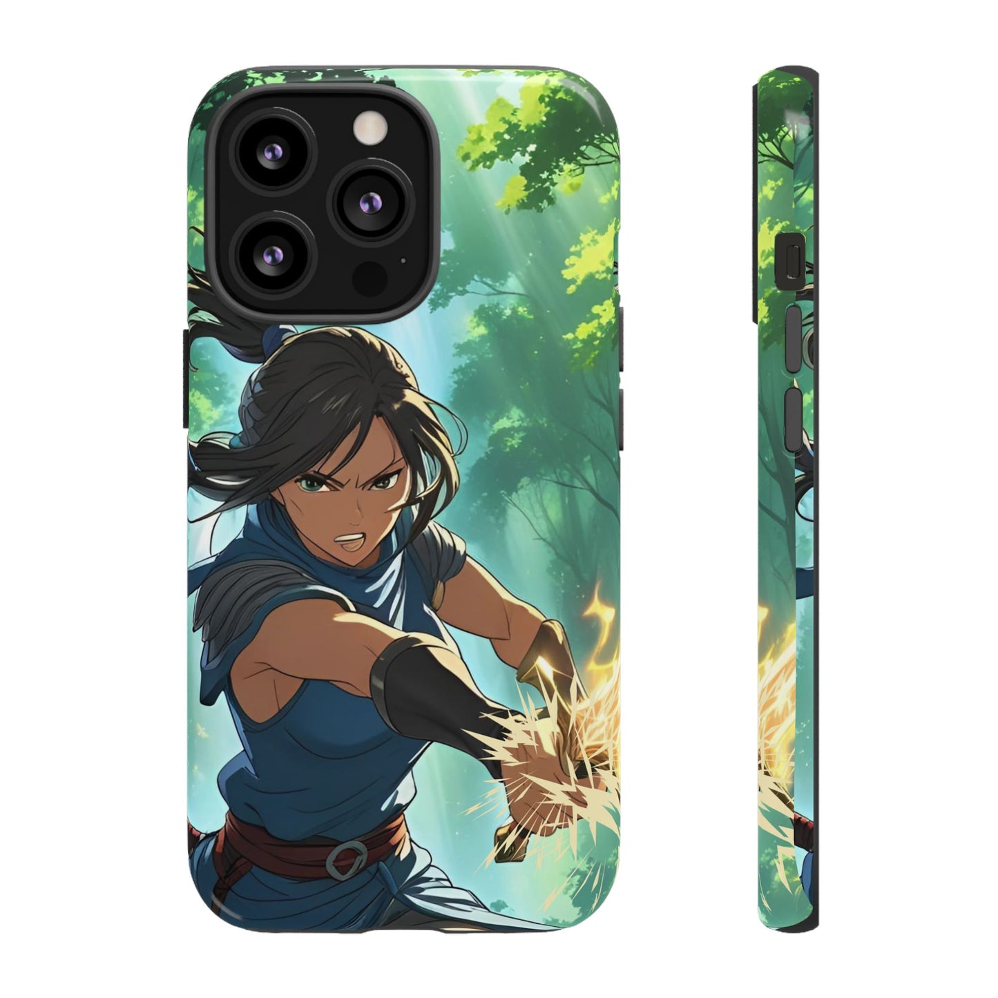 Anime Warrior Girl Tough Phone Case - Japanese Action Aesthetic, Fierce Heroine Design, Compatible with iPhone, Galaxy, and Google Phones