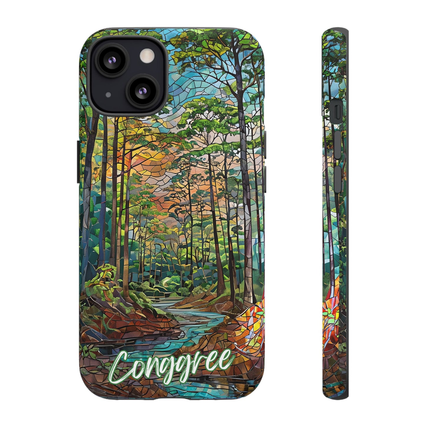 Congaree Mosaic Tough Phone Case - Lush Swamp Forest Art, Southeast Nature Aesthetic, Compatible with iPhone, Galaxy, and Google Phones