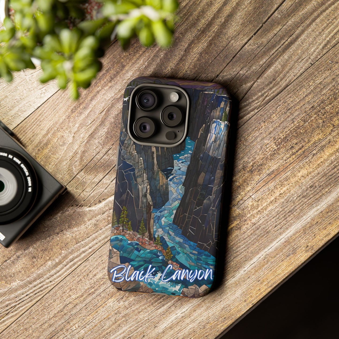 Black Canyon Phone Case, Mosaic Phone Case, Mountain Nature Art, National Park Gift, Scenic Forest Phone Cover, Landscape Aesthetic Case