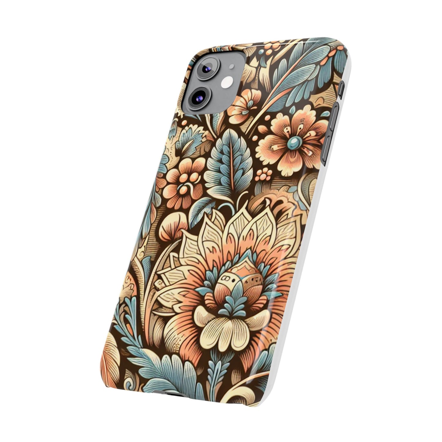Floral Slim Phone Case, Boho Chic Phone Cover, Stylish Gift for Her, Spring and Summer Accessory, Trendy Phone Protector