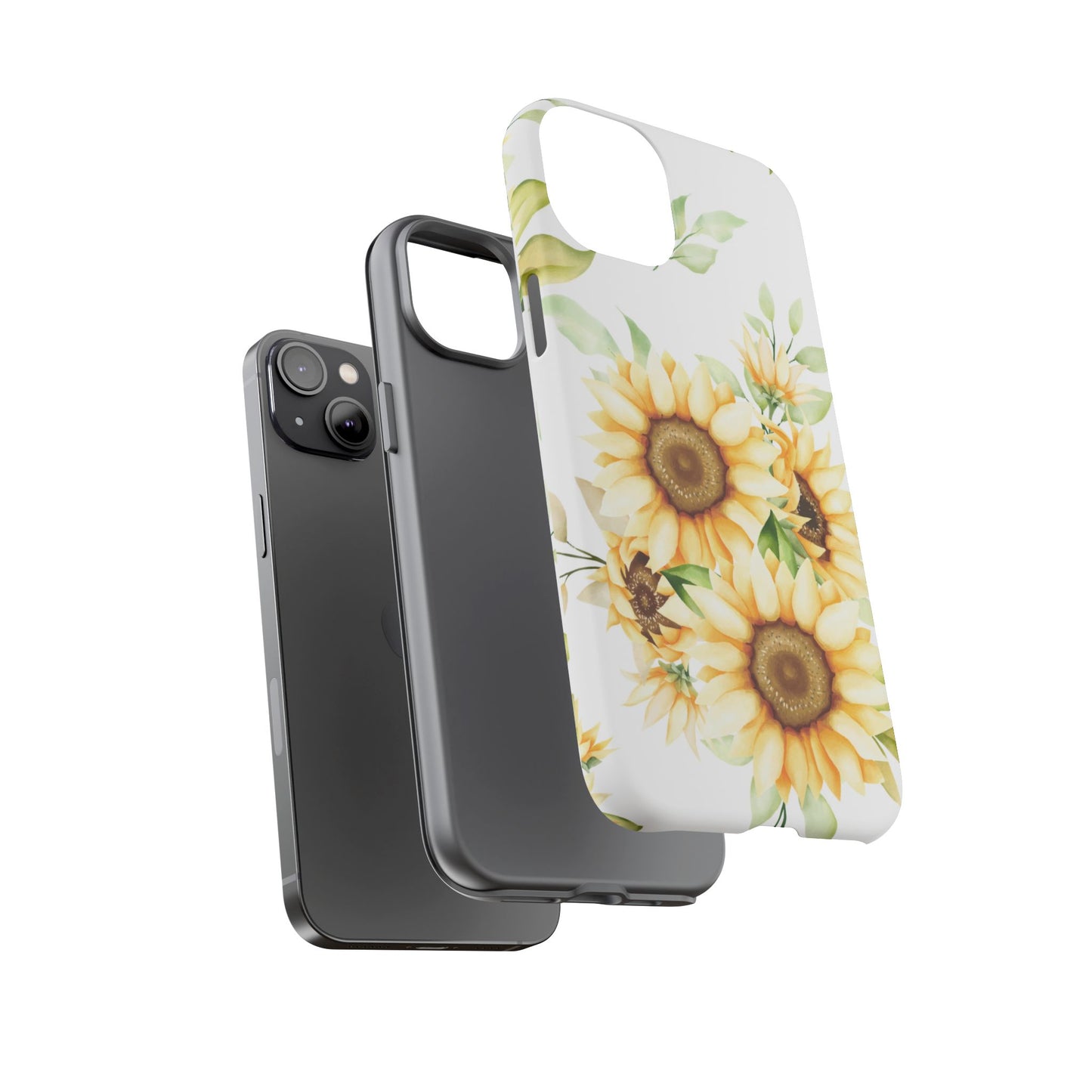 Sunflower Floral Tough Phone Case - Watercolor Botanical Art, Bright Nature Aesthetic, Compatible with iPhone, Galaxy, and Google Phones