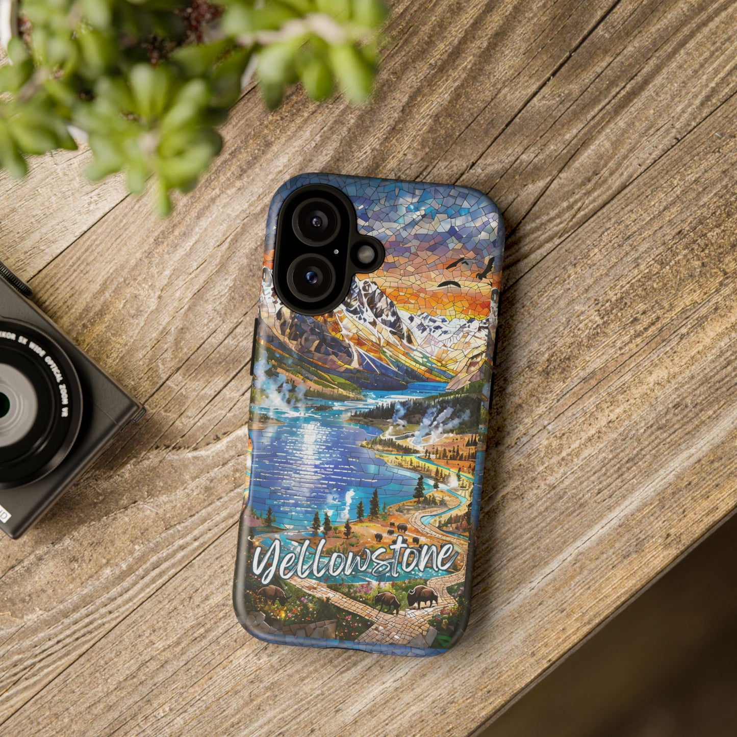 Yellowstone  National Park Phone Case, Mosaic Phone Case, Yellowstone National Park Gift, Scenic Mountains Phone Cover, Landscape Aesthetic