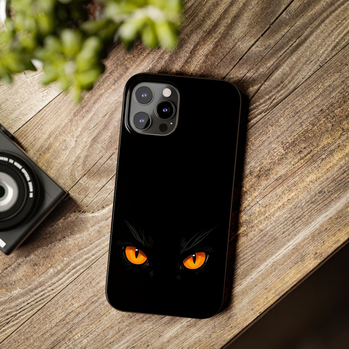 Black Cat Slim Phone Case - Gothic Halloween Aesthetic, Subtle Spookycore Aesthetic, Compatible with iPhone, Galaxy, and Google Phones