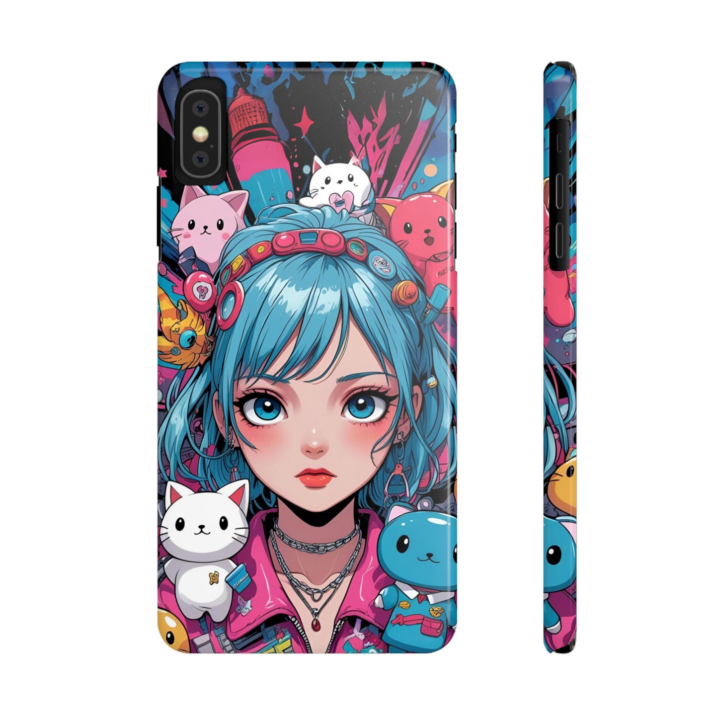 Y2K Anime Girl Slim Phone Case - Cute Maximalist Aesthetic, Kawaii Vaporwave Style, Pop Culture Lovers and Special Occasions