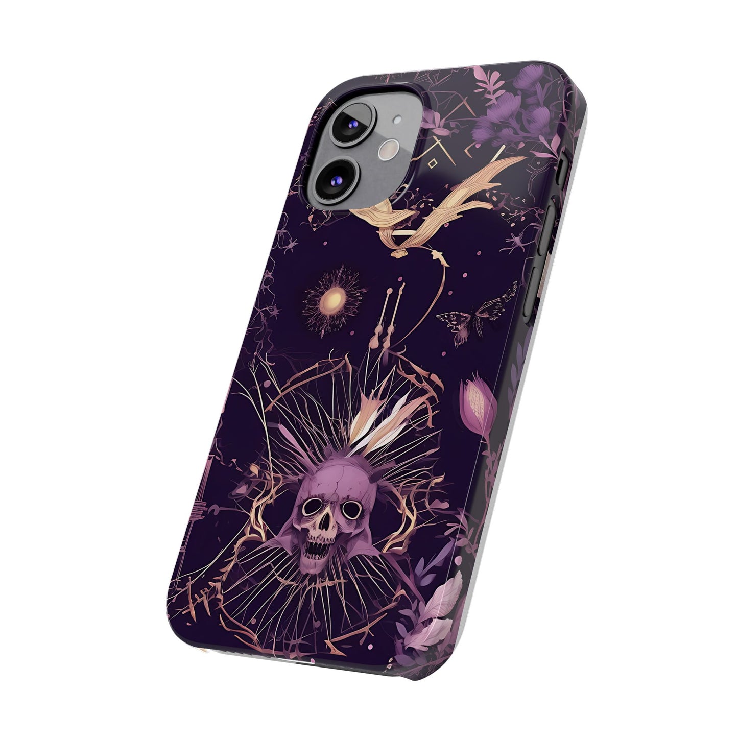 Gothic Floral Slim Phone Cases, Ghostly Style Mobile Cover, Dark Aesthetic Gift, Unique Protective Case, Perfect for Halloween