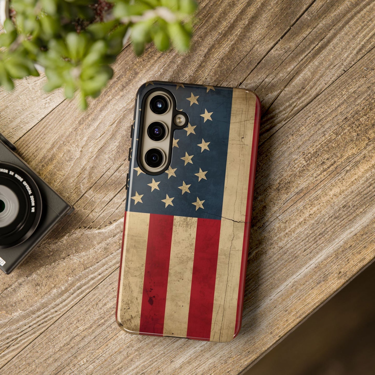 Rustic Flag Tough Phone Case, American Grunge USA Phone Cover, compatible with iPhone 17, 16, 15, 14, 13, Galaxy, Google