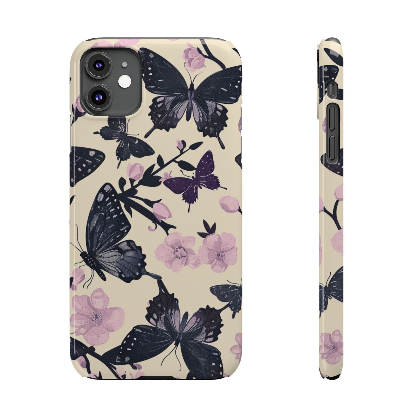 Butterfly Floral Slim Phone Cases, Elegant Butterfly Design, Nature Lover Gift, Phone Accessory, Stylish Cases for Women