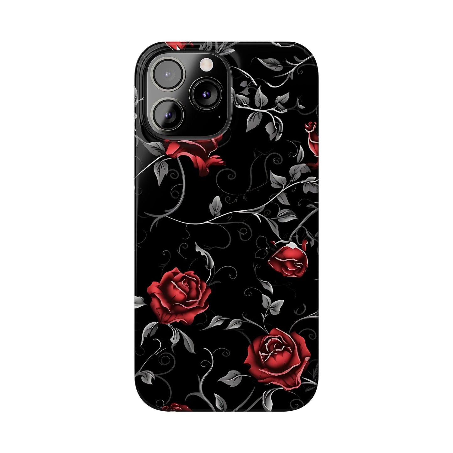Elegant Floral Slim Phone Cases, Gothic Style Case, Rose Design Cover, Unique Gift for Her, Phone Accessories, Modern Chic