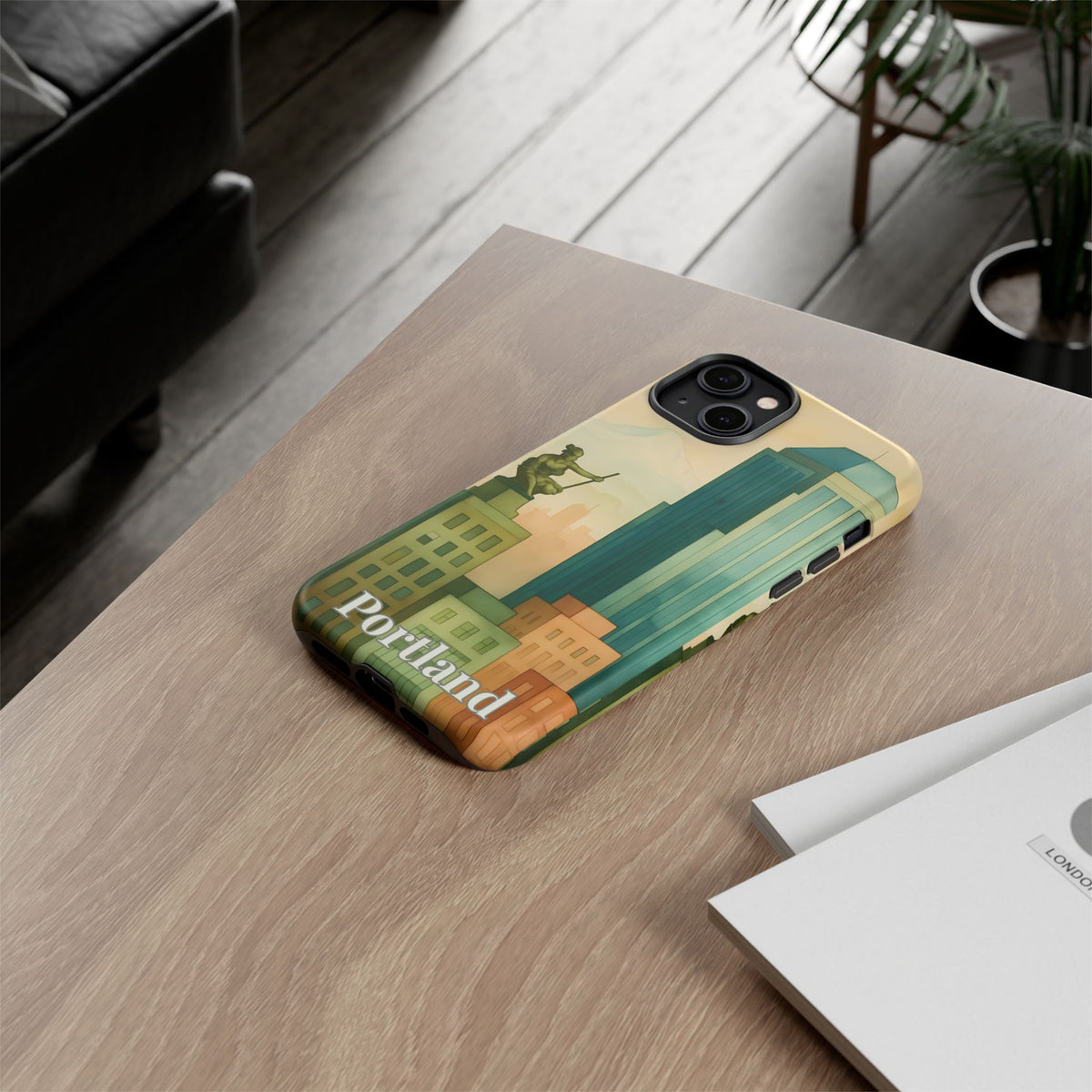 Portland Cityscape Phone Case • Urban Skyline Art Tough Case • Watercolor City Aesthetic • Gift for Travelers • Compatible with iPhone, Galaxy, Google