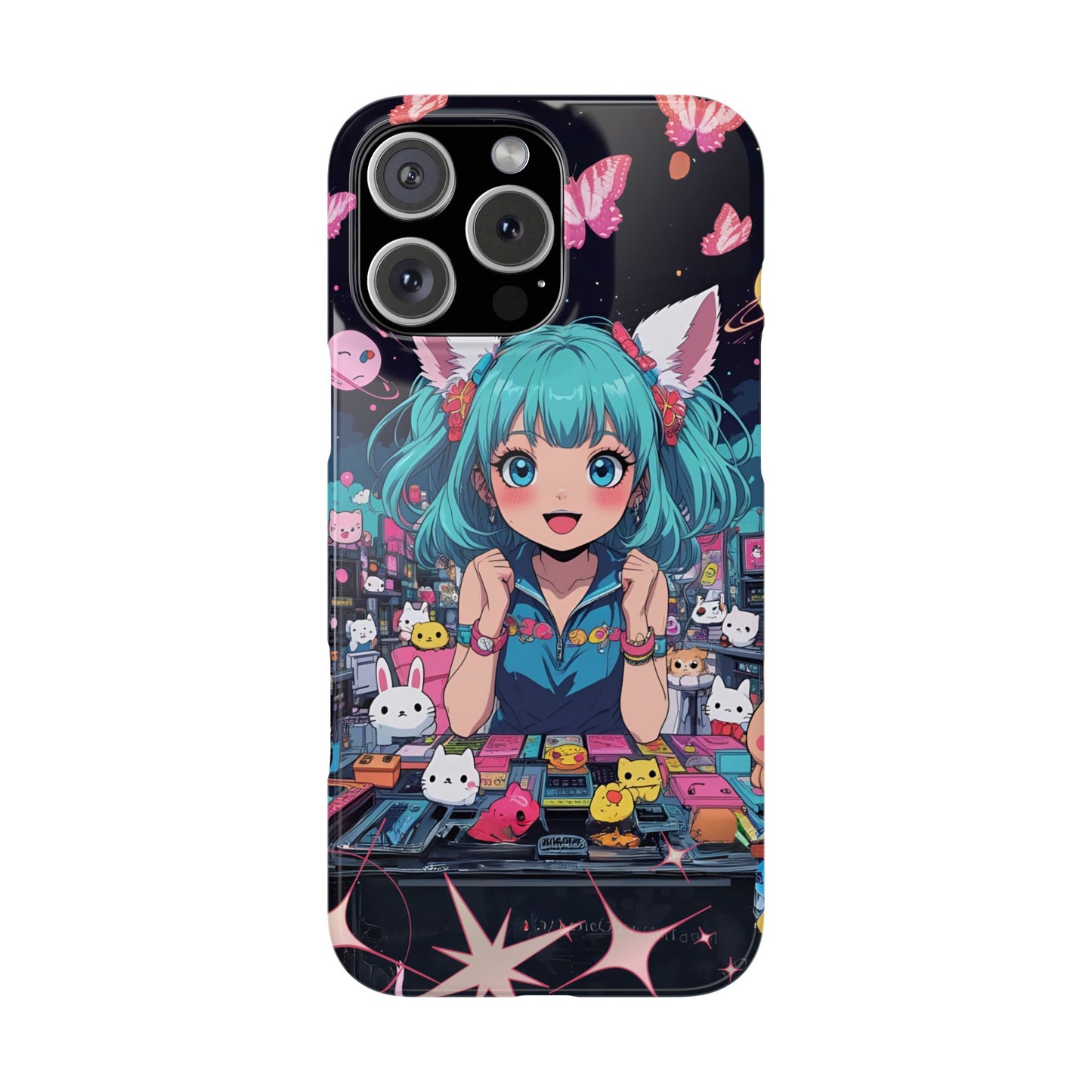 Y2K Anime Girl Slim Phone Case, Kawaii Vaporwave Style, Cute Maximalist Aesthetic, Anime Design, Slim Protection, Aesthetic Accessory