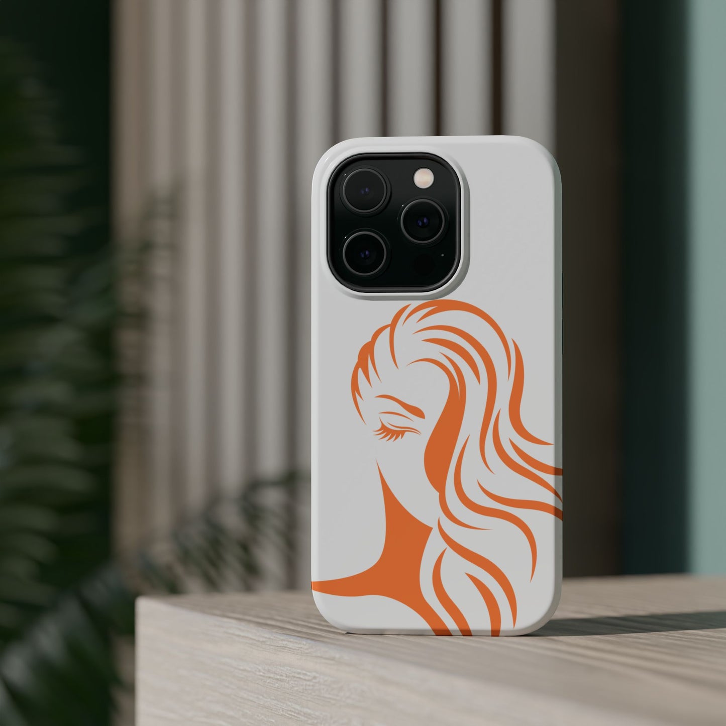 Ginger Irish Woman Magnetic Phone Case, St Patricks Day Redhead Art, Feminine Celtic Line Art, Irish Pride Gift Compatible with iPhone