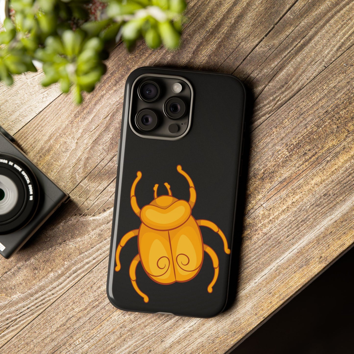 Ancient Egyptian Scarab Tough Phone Case - Gold Beetle Design, Mythological Insect Art, Compatible with iPhone, Galaxy, and Google Phones