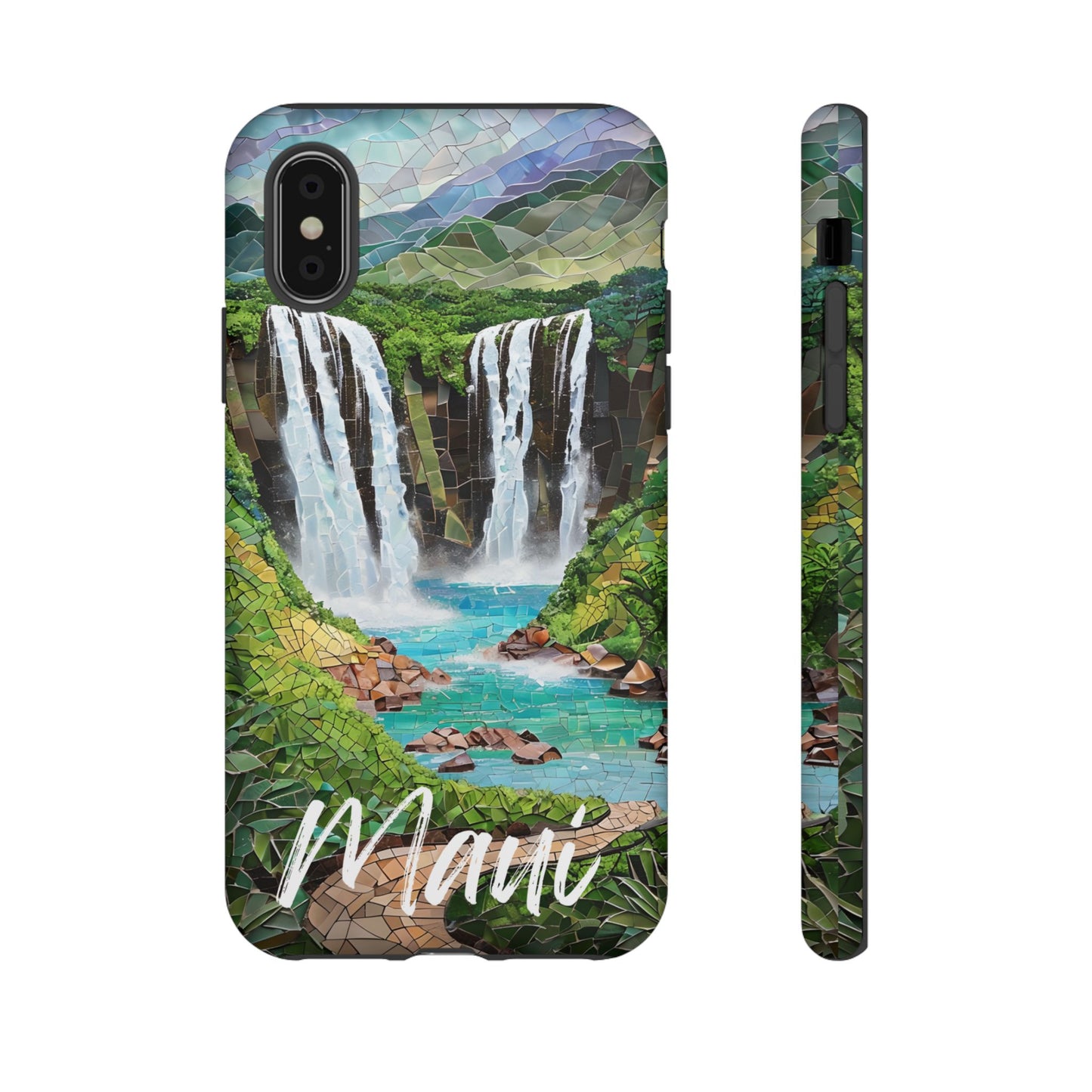 Haleakala National Park Phone Case, Mosaic Phone Case, Hawaii Nature Art National Park Gift Scenic Waterfall Phone Cover Landscape Aesthetic