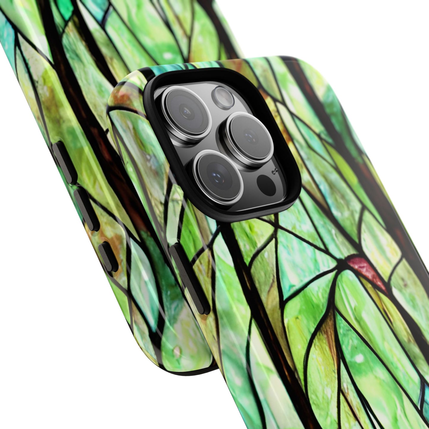 Stained Glass Forest Phone Case - Tough Nature Inspired Case compatible with iPhone 16 Pro Max Plus 15 14 13 12 11 X Samsung, Google Pixel