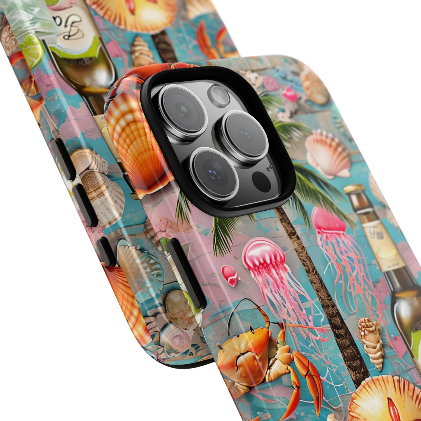 Personalized Summerween Phone Case, Custom Name Beach Phone Case, Halloween Tropical Phone Cover, Coastal Goth Phone Accessory, Spooky Gift